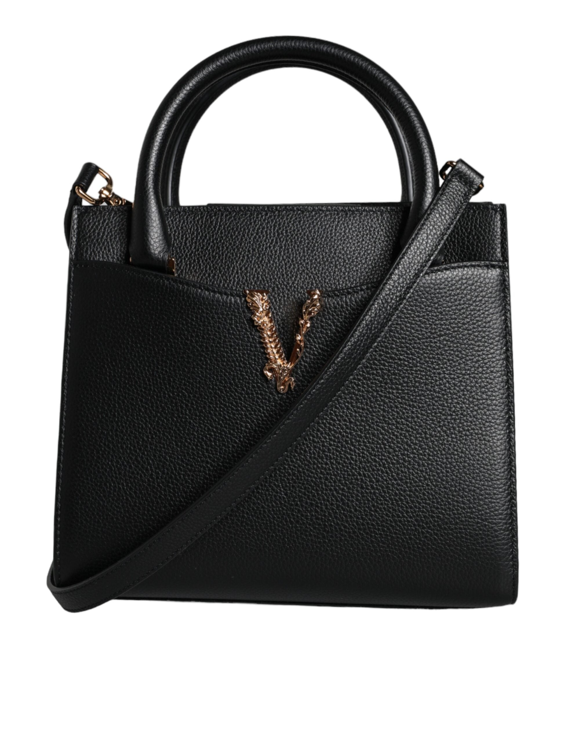 Versace Black Small Leather TopHandle Shoulder Crossbody Bag -  Luxury Cross Body Bag for Women -  Versace.
