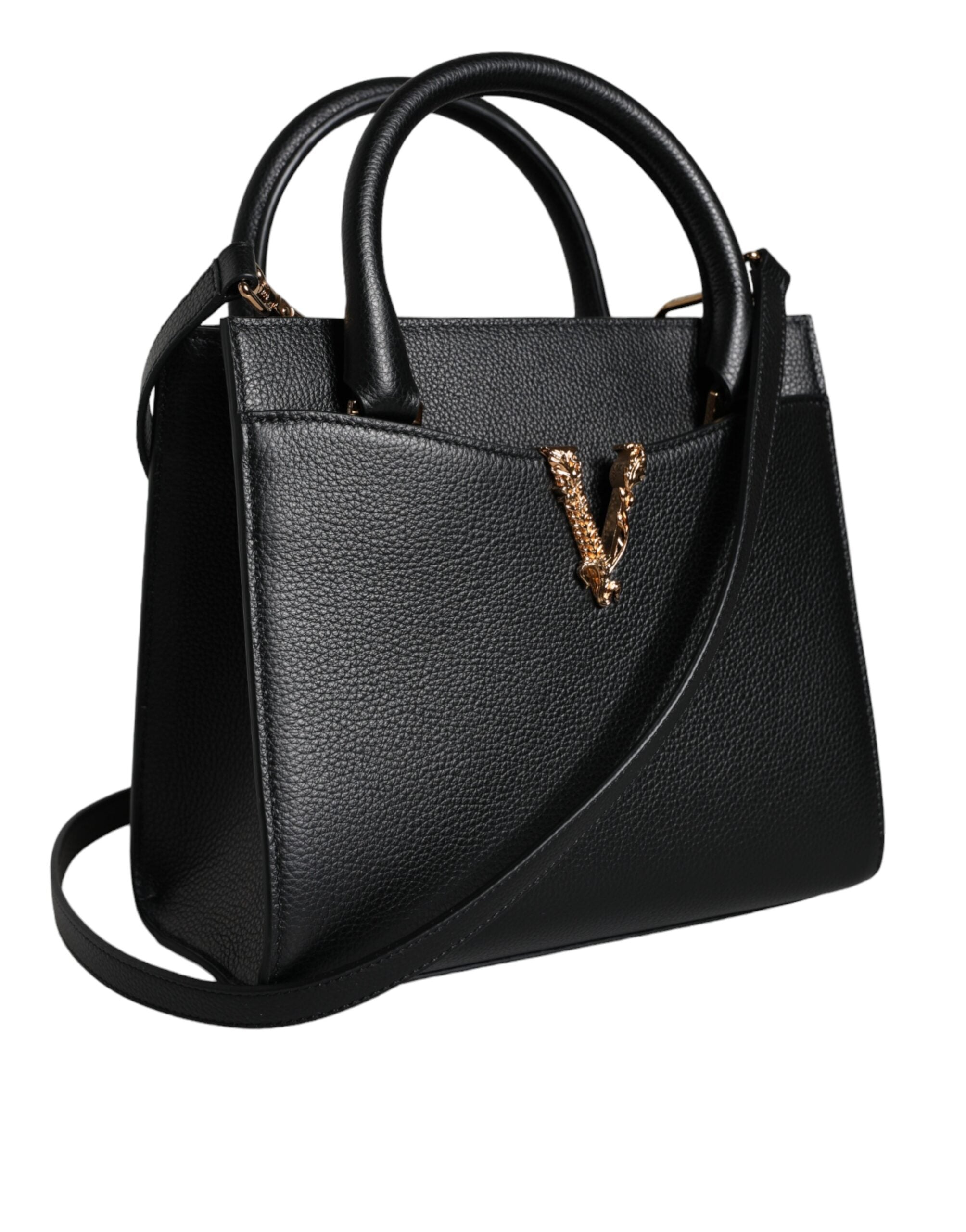 Versace Black Small Leather TopHandle Shoulder Crossbody Bag -  Luxury Cross Body Bag for Women -  Versace.