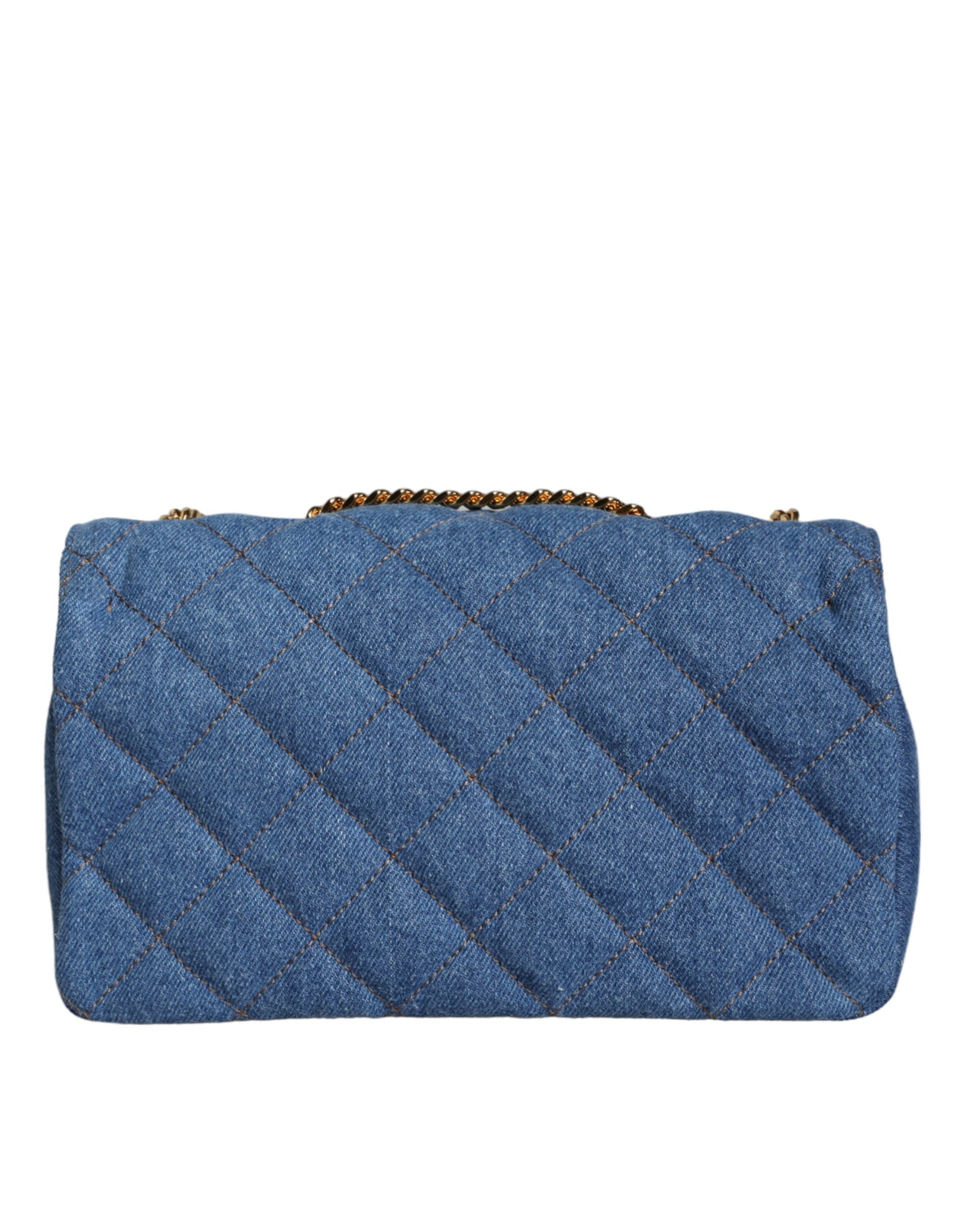 Versace Blue Quilted Denim Leather Crossbody Shoulder Bag -  Luxury Cross Body Bag for Women -  Versace.