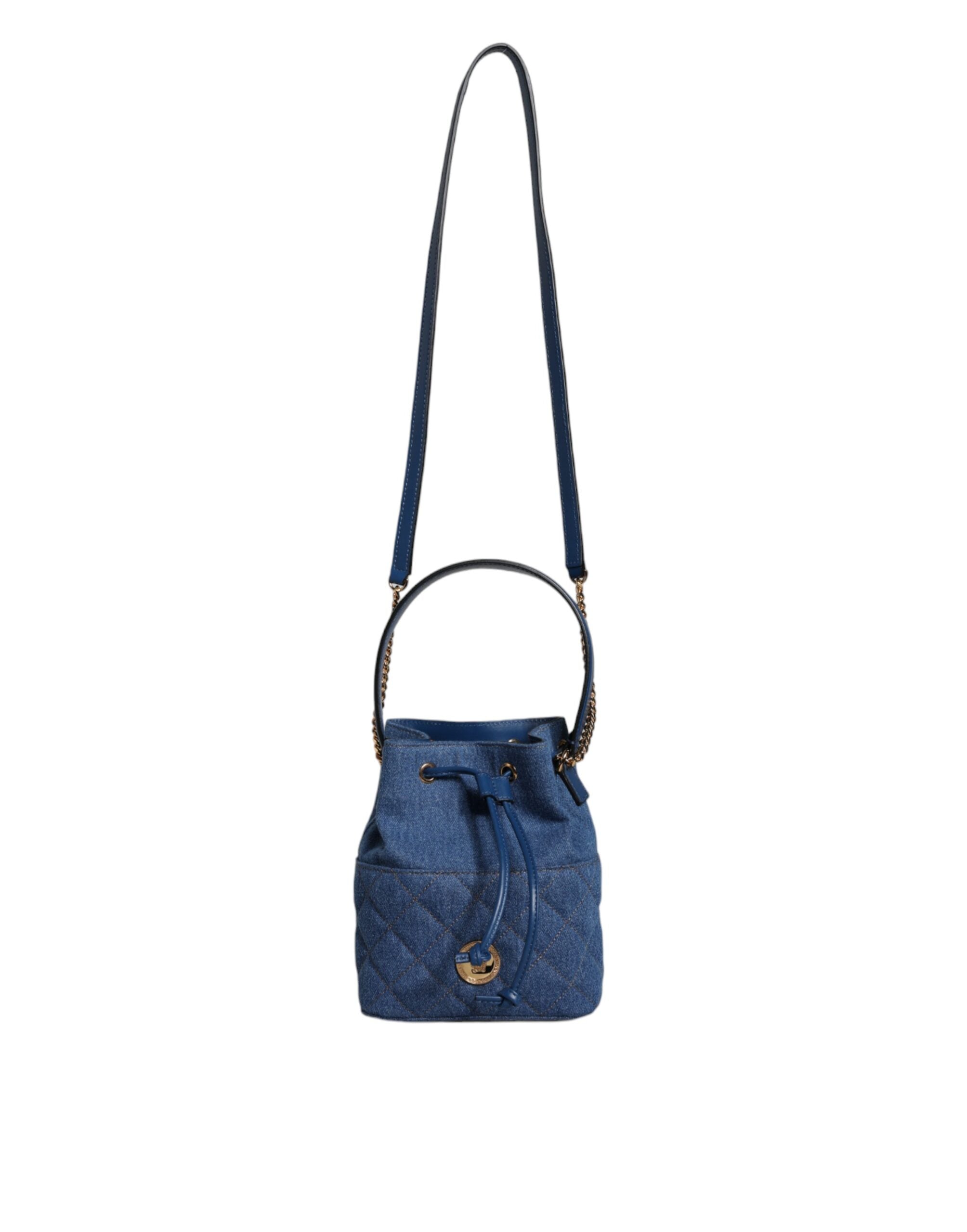 Versace Blue Quilted Denim Leather Crossbody Shoulder Bag -  Luxury Cross Body Bag for Women -  Versace.