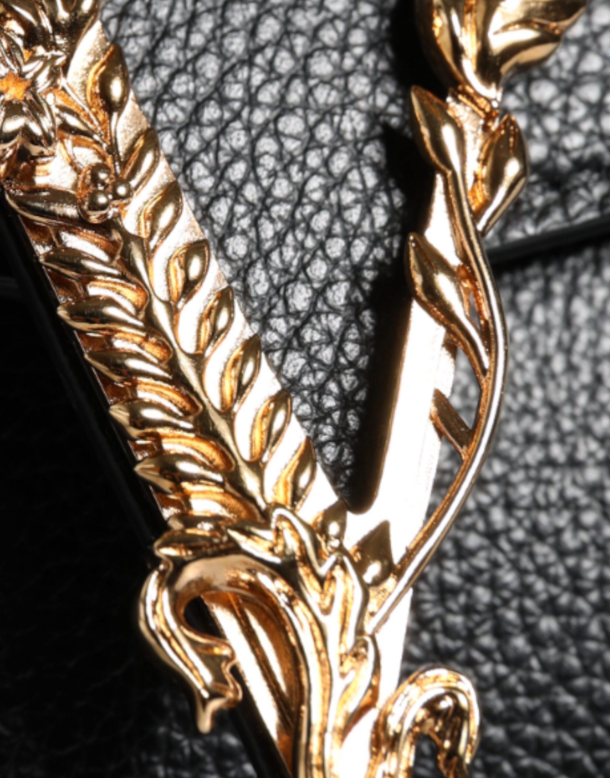 Versace Black Top Handle Grainy Calfskin Leather Crossbody Bag -  Luxury Cross Body Bag for Women -  Versace.
