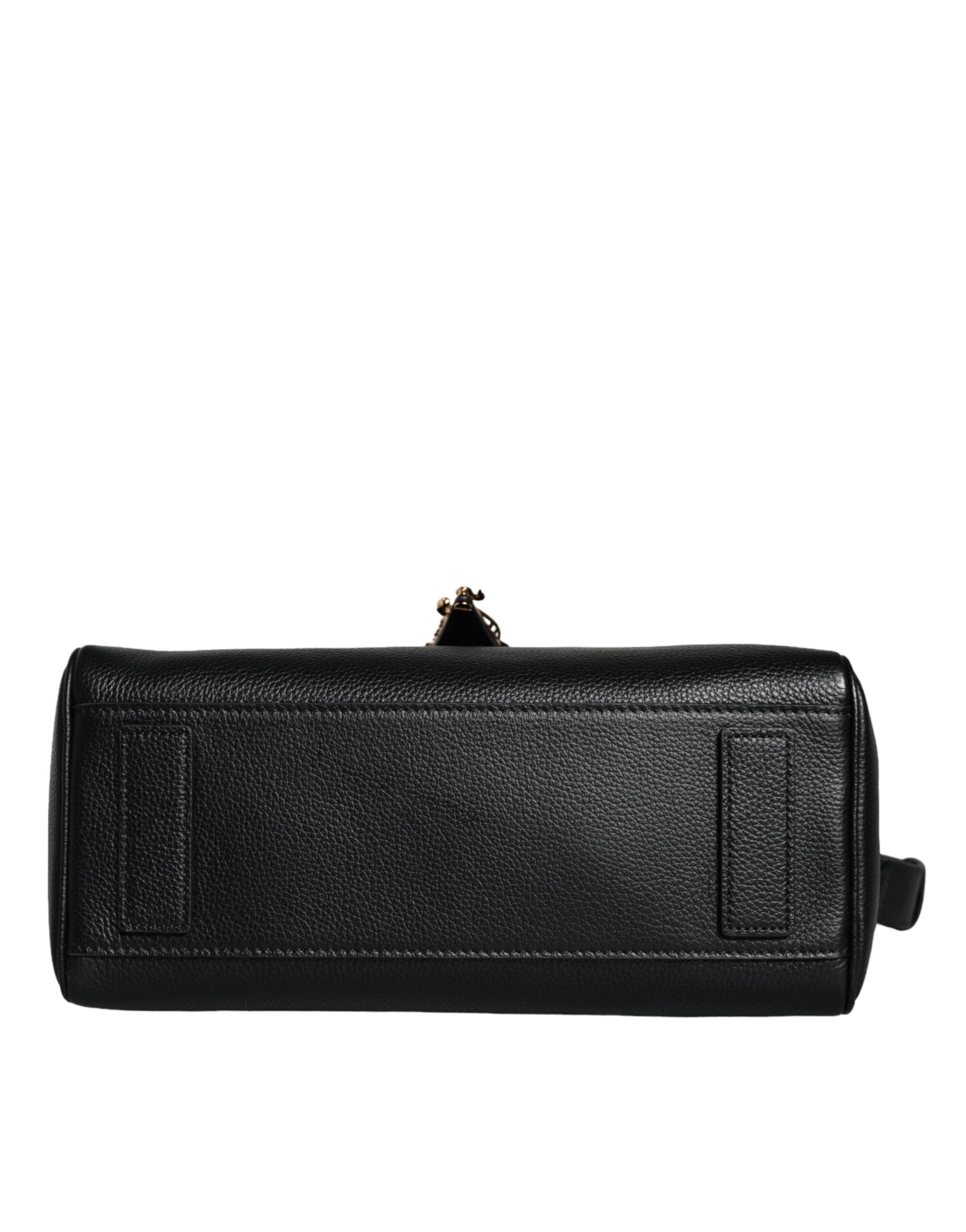 Versace Black Top Handle Grainy Calfskin Leather Crossbody Bag -  Luxury Cross Body Bag for Women -  Versace.
