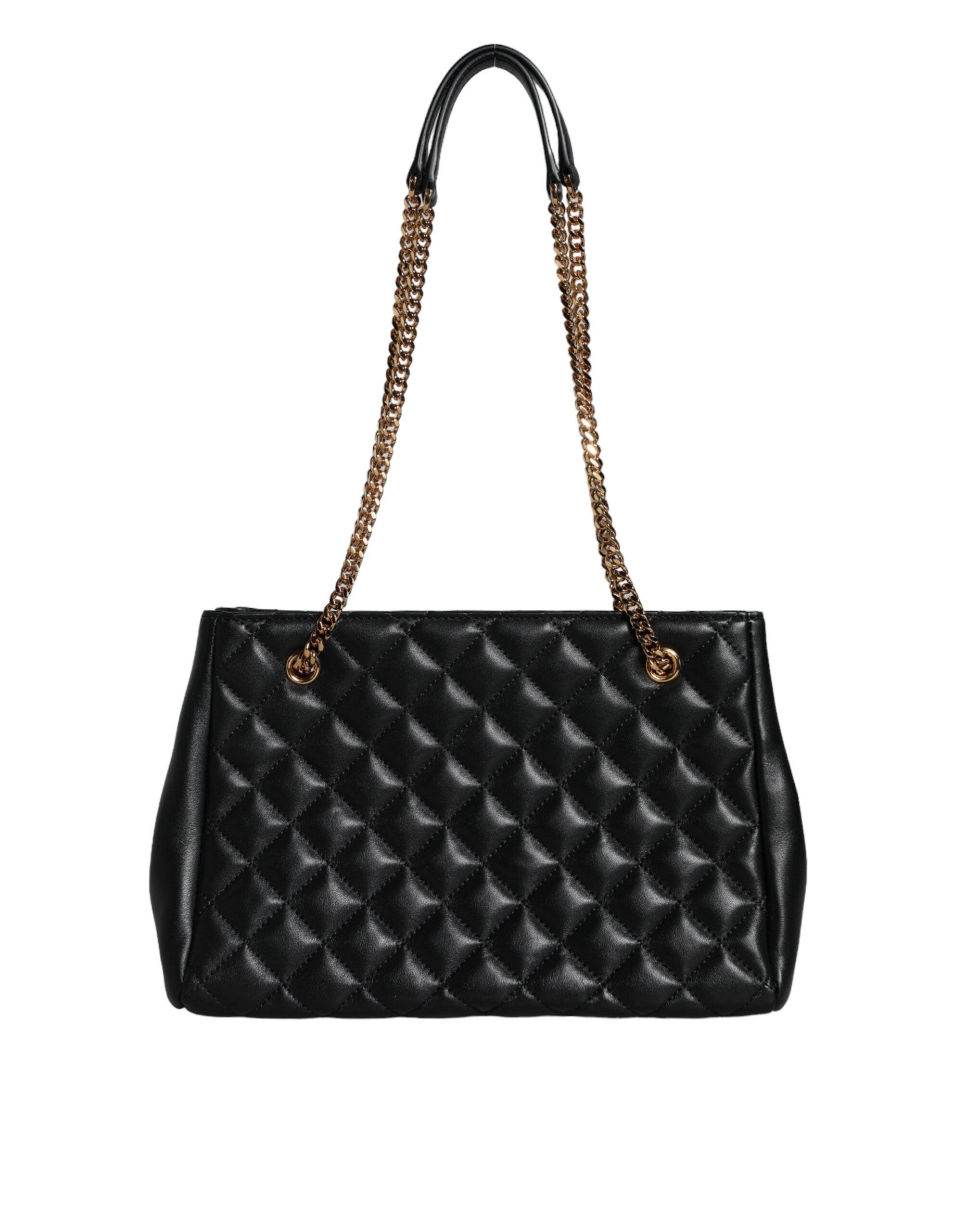 Versace Black Quilted Nappa Leather Shoulder Chain Strap Bag -  Luxury Shoulder Bag for Women -  Versace.