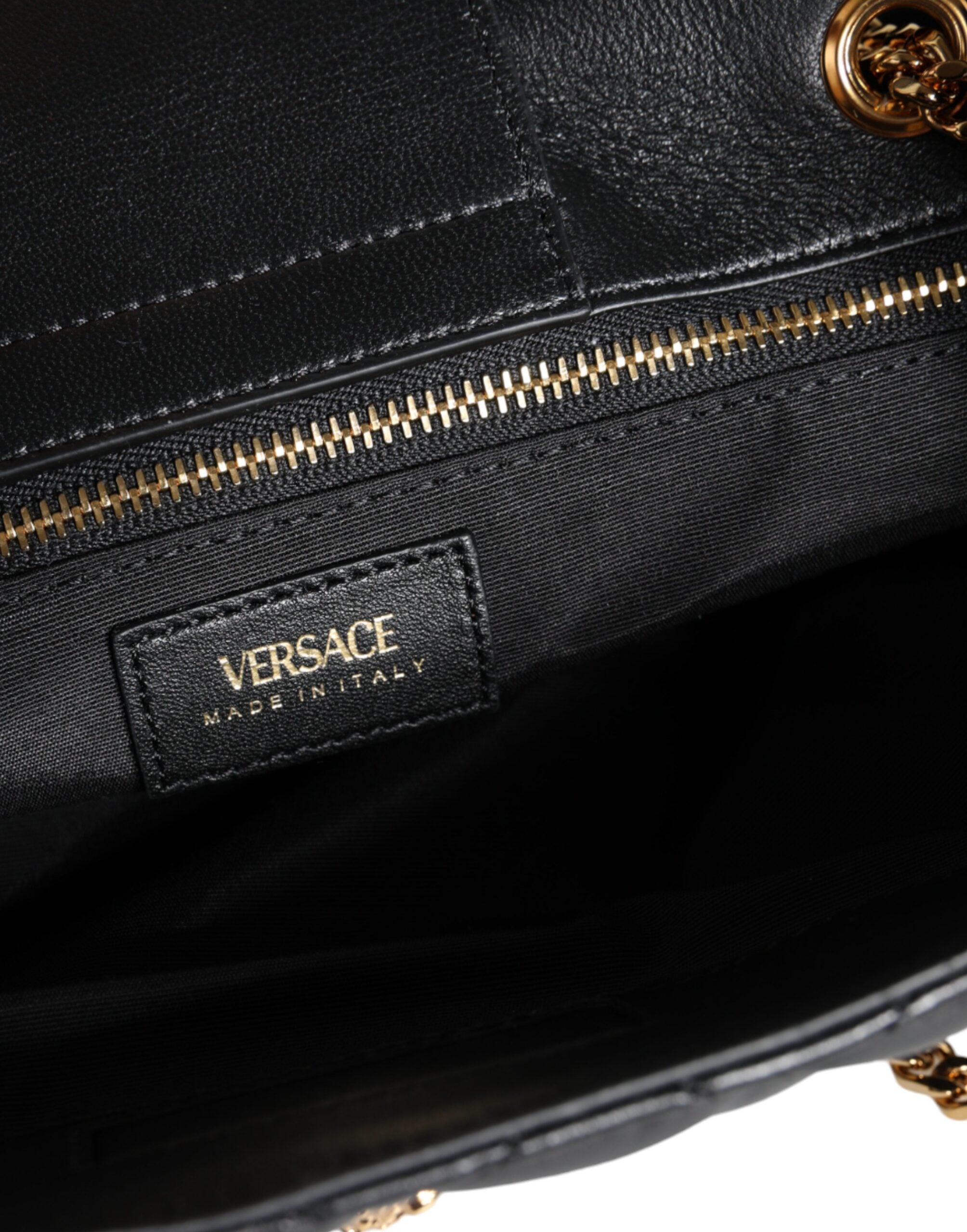 Versace Black Quilted Nappa Leather Shoulder Chain Strap Bag -  Luxury Shoulder Bag for Women -  Versace.