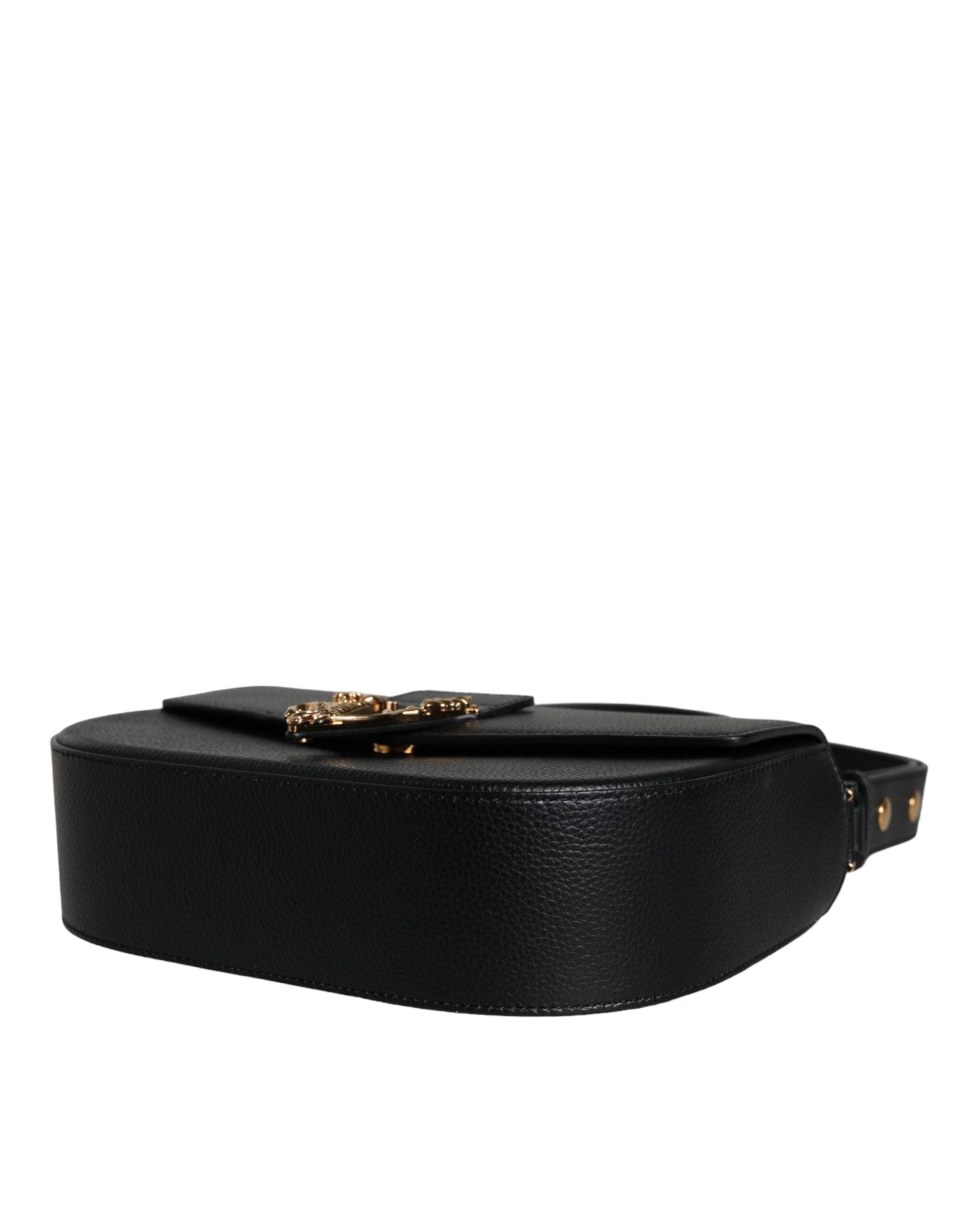 Versace Black Grainy Calf Leather Logo Crossbody Shoulder Bag -  Luxury Shoulder Bag for Women -  Versace.