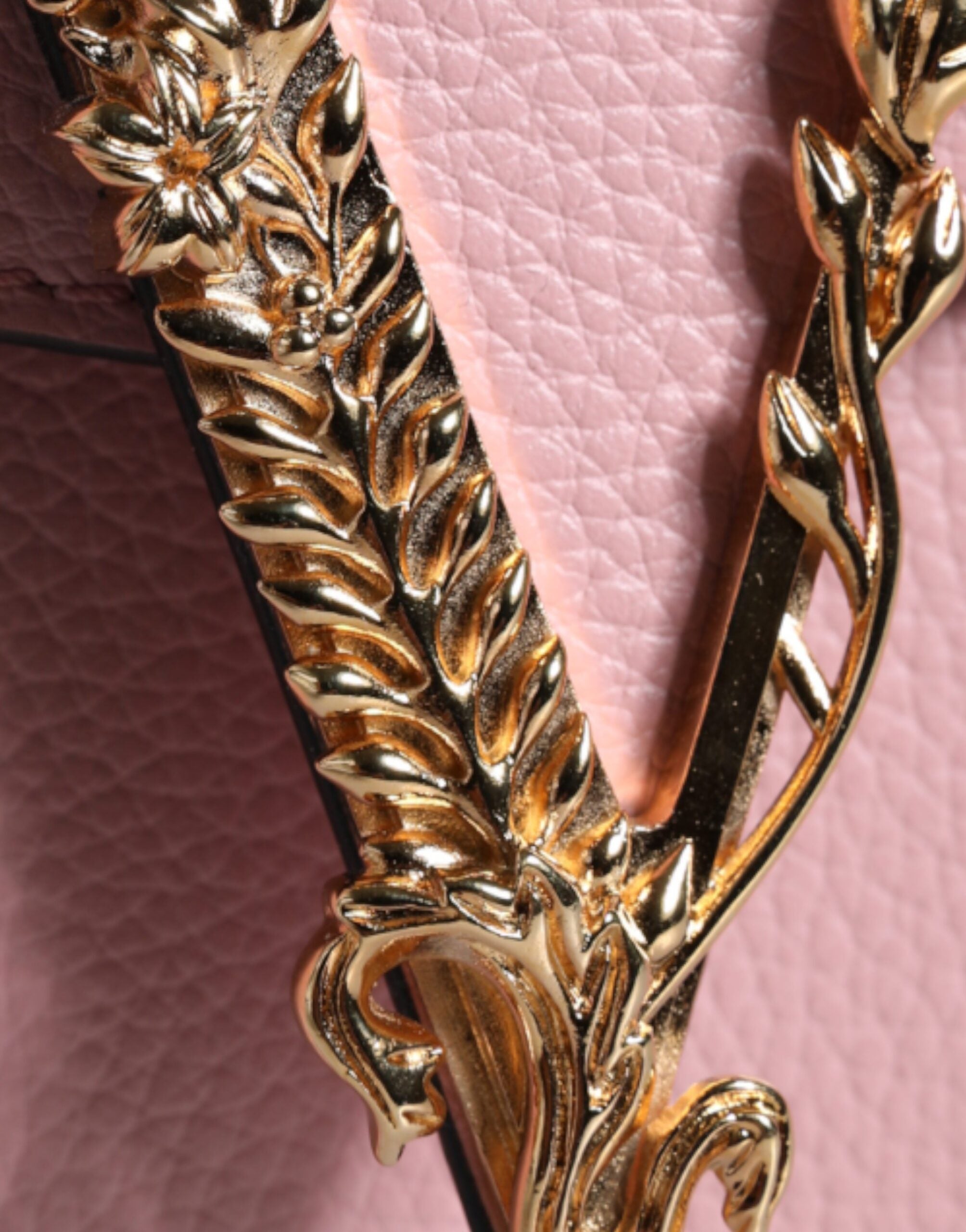 Versace Pink Grainy Calf Leather Logo Crossbody Shoulder Bag -  Luxury Shoulder Bag for Women -  Versace.