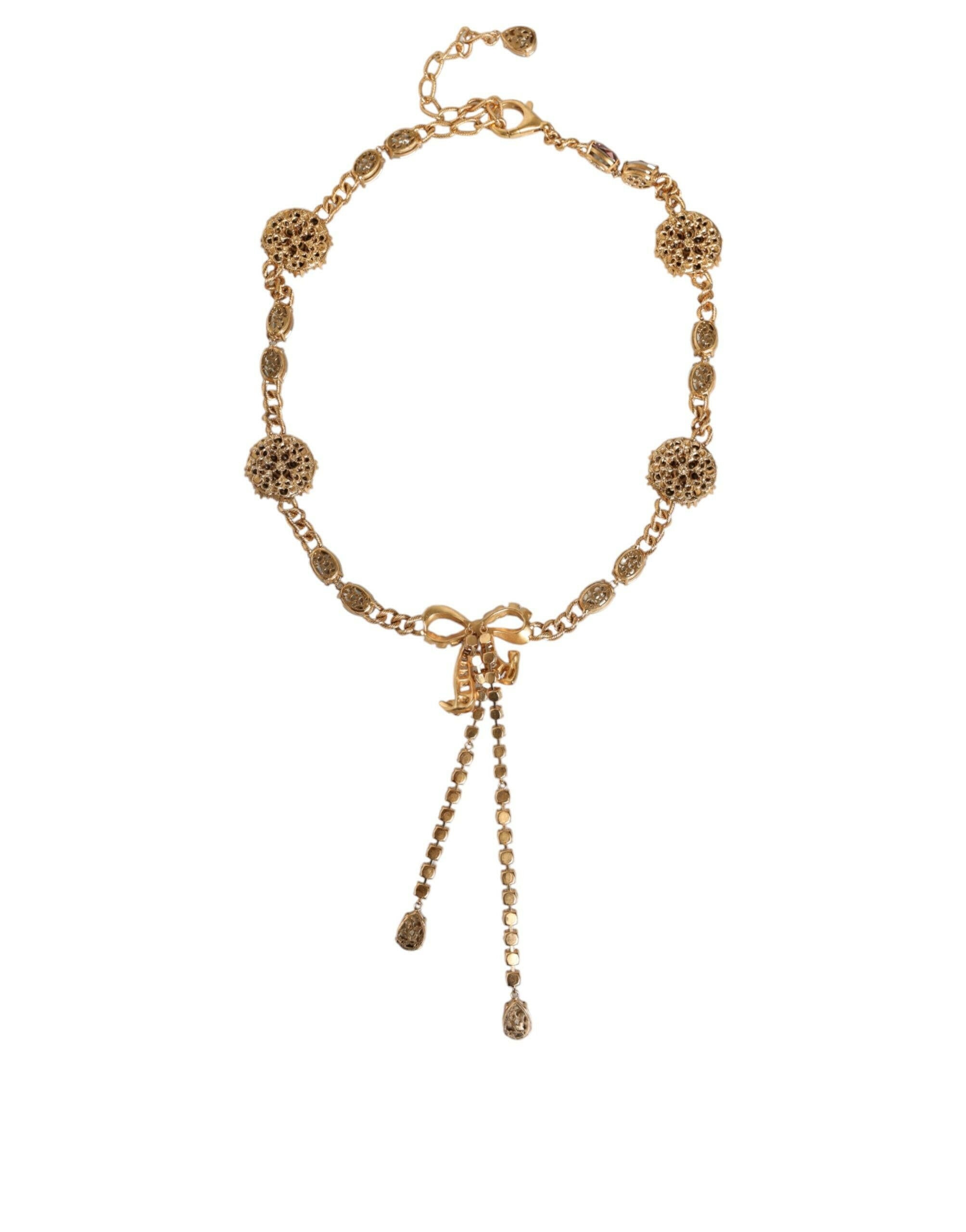 Dolce & Gabbana Gold Tone Brass Crystal Embellished Waist Chain Belt -   -  Dolce & Gabbana.