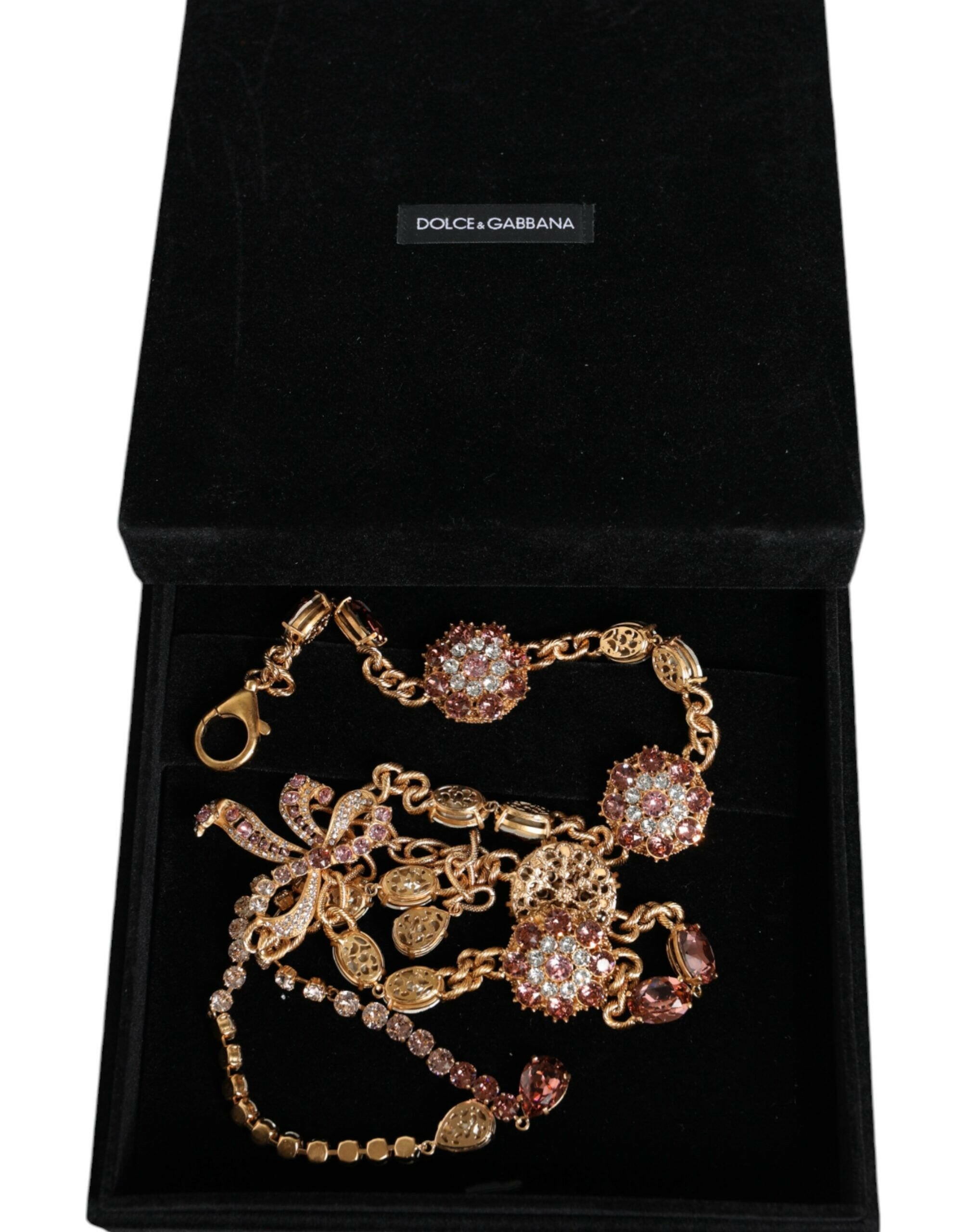 Dolce & Gabbana Gold Tone Brass Crystal Embellished Waist Chain Belt -   -  Dolce & Gabbana.