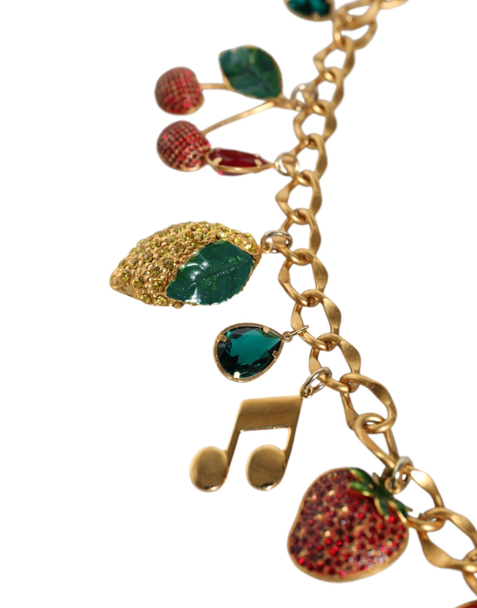 Dolce & Gabbana Gold Tone Brass Fruity Crystal Embellished Waist Chain Belt -   -  Dolce & Gabbana.