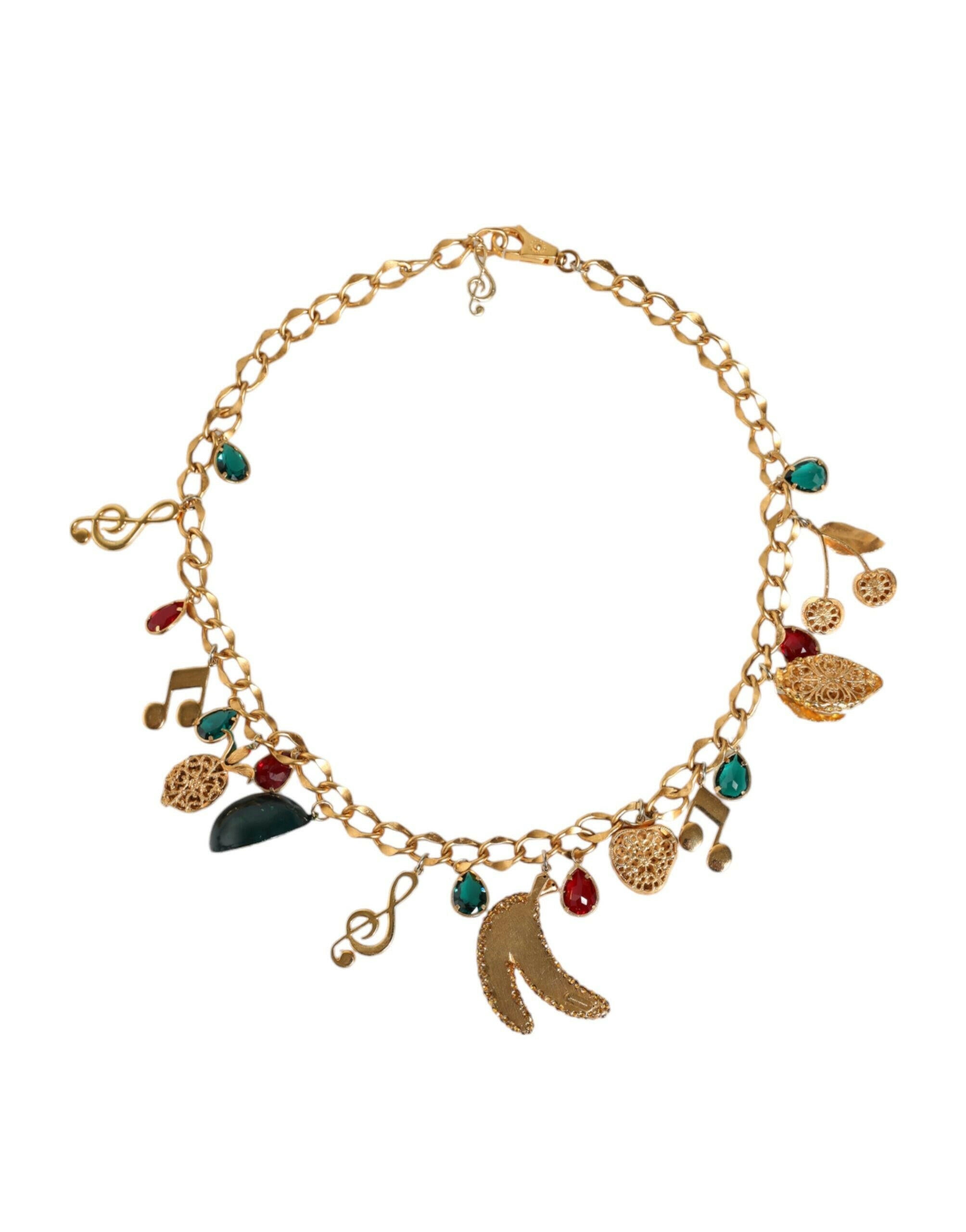 Dolce & Gabbana Gold Tone Brass Fruity Crystal Embellished Waist Chain Belt -   -  Dolce & Gabbana.