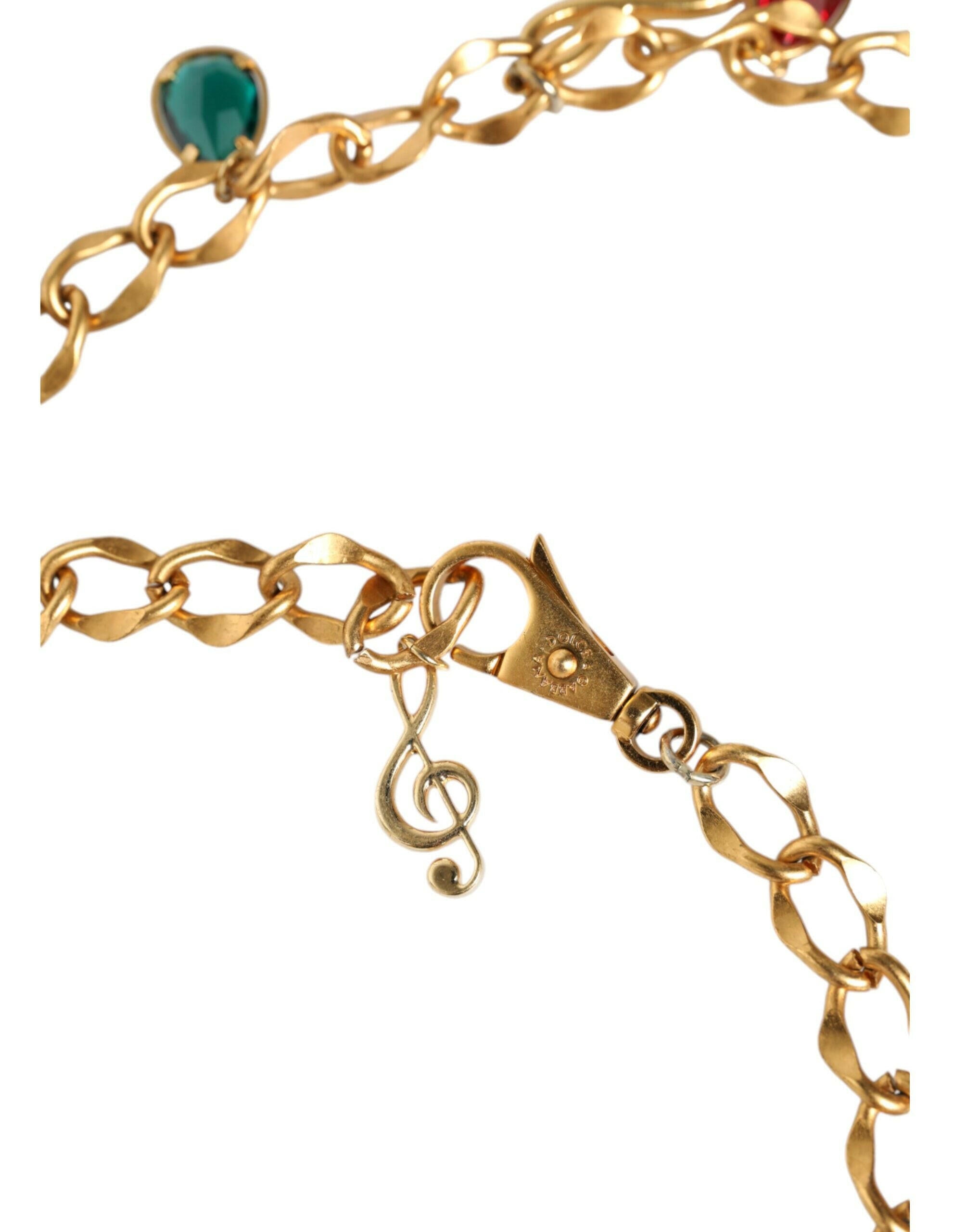 Dolce & Gabbana Gold Tone Brass Fruity Crystal Embellished Waist Chain Belt -   -  Dolce & Gabbana.