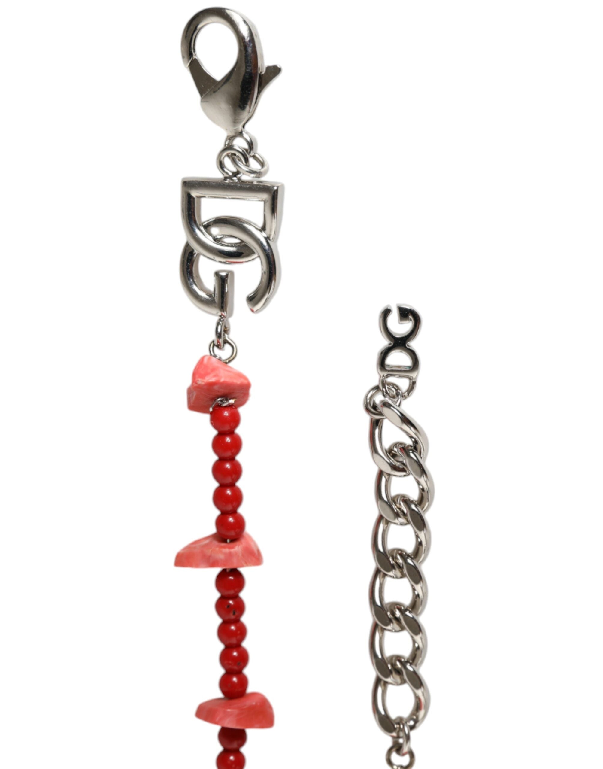 Dolce & Gabbana Silver Tone Brass Beaded Resin DG Logo Chain Bracelet -   -  Dolce & Gabbana.