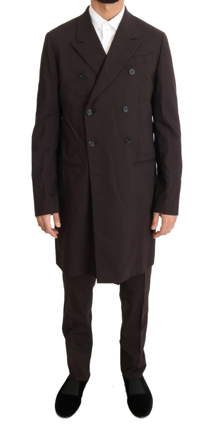 Dolce & Gabbana Bordeaux Wool Stretch Long 3 Piece Suit -   -  Dolce & Gabbana.