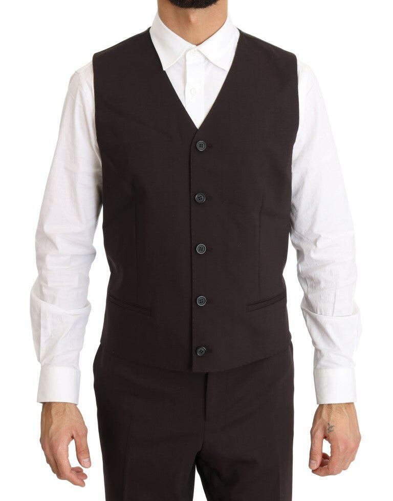 Dolce & Gabbana Bordeaux Wool Stretch Long 3 Piece Suit -   -  Dolce & Gabbana.