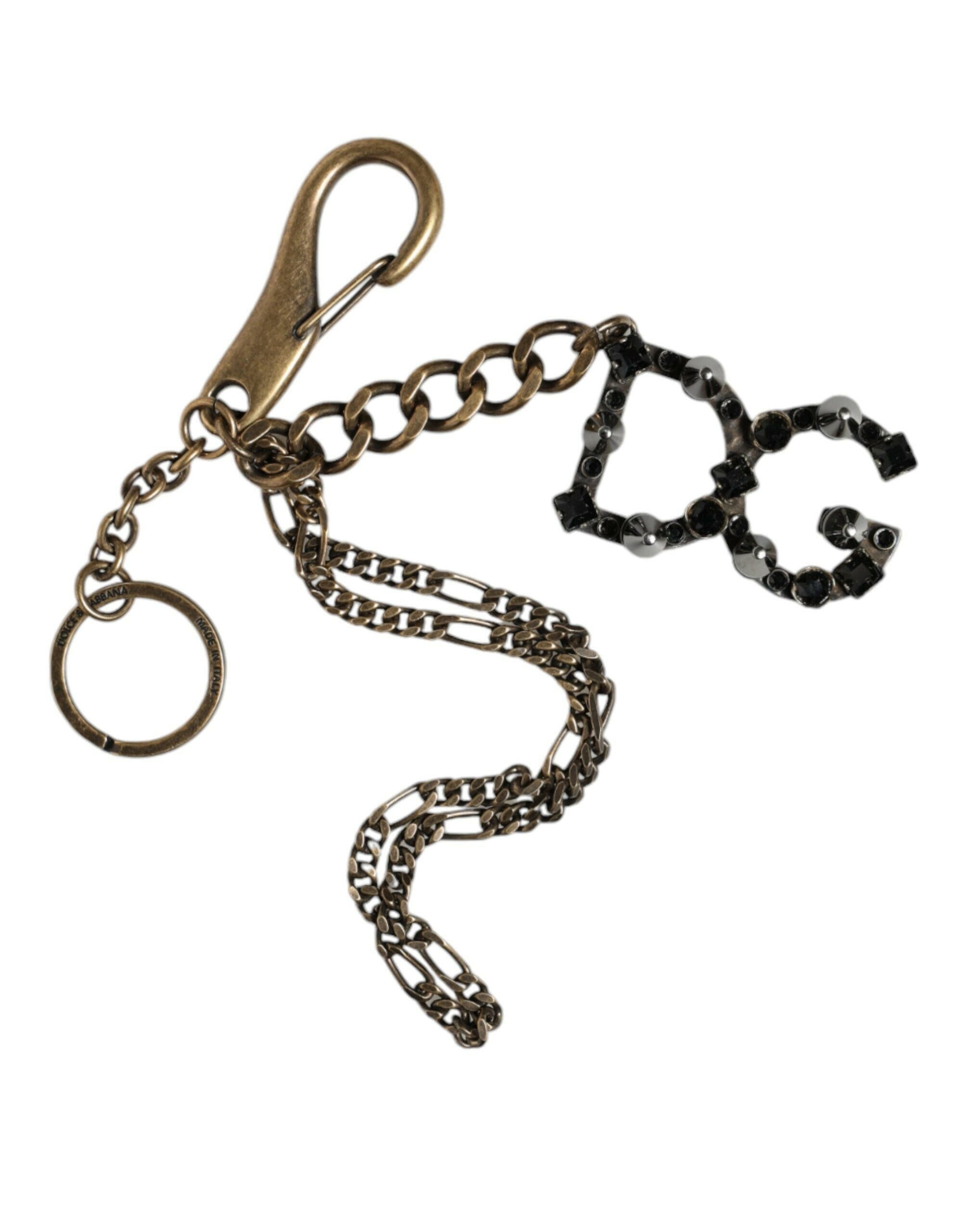 Dolce & Gabbana Silver Tone Metal DG Logo Crystal Keychain Keyring -   -  Dolce & Gabbana.