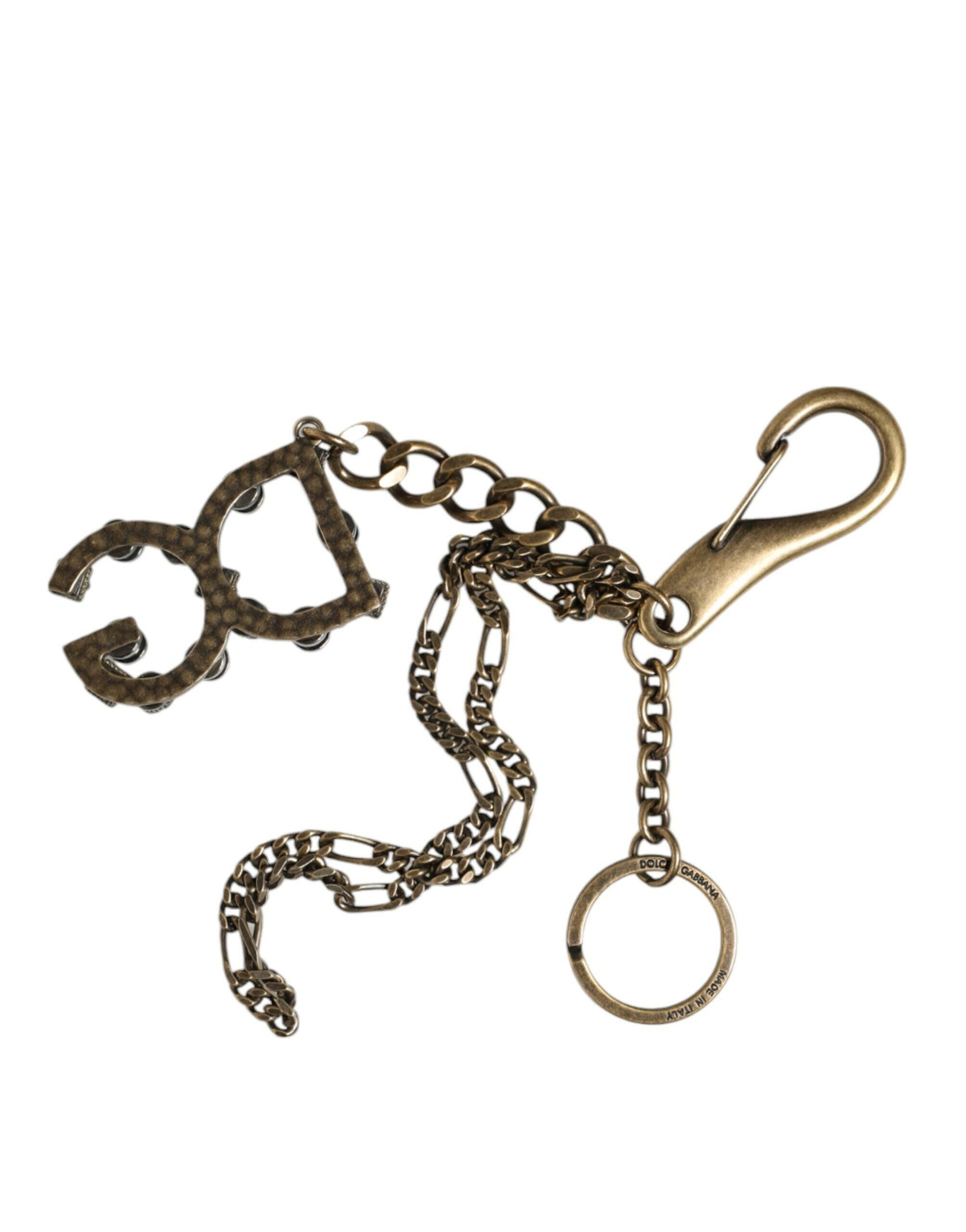Dolce & Gabbana Silver Tone Metal DG Logo Crystal Keychain Keyring -   -  Dolce & Gabbana.