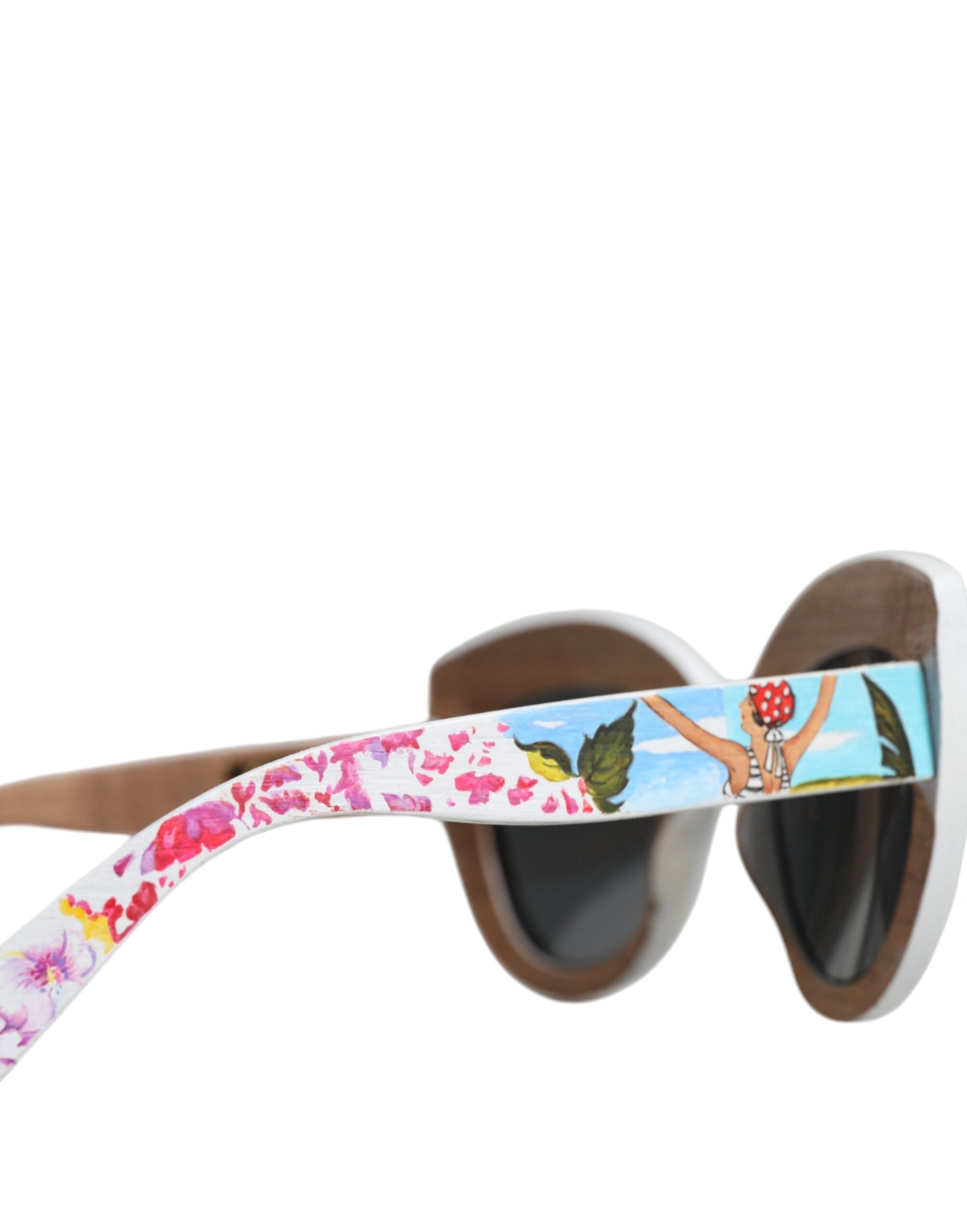 Dolce & Gabbana Multicolor Wood Crystal Brass Frame Floral Hand Paint Sunglasses -  Jewellery, Women -  Dolce & Gabbana.