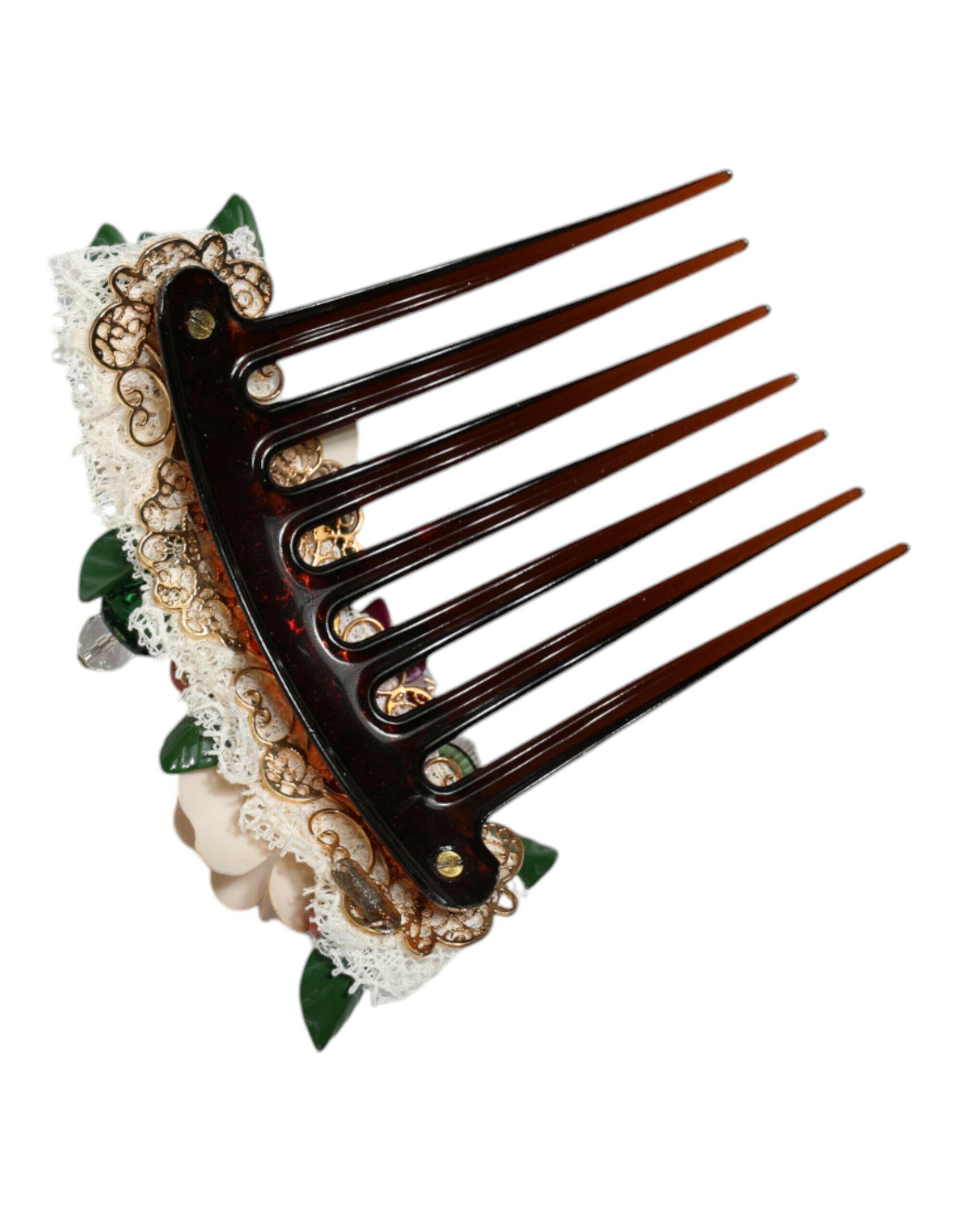 Dolce & Gabbana Brown Plastic Crystal Floral Women Hair Comb -   -  Dolce & Gabbana.