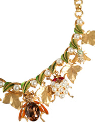 Dolce & Gabbana Gold Brass Crystal Bug Charm Pendant Statement Necklace -   -  Dolce & Gabbana.