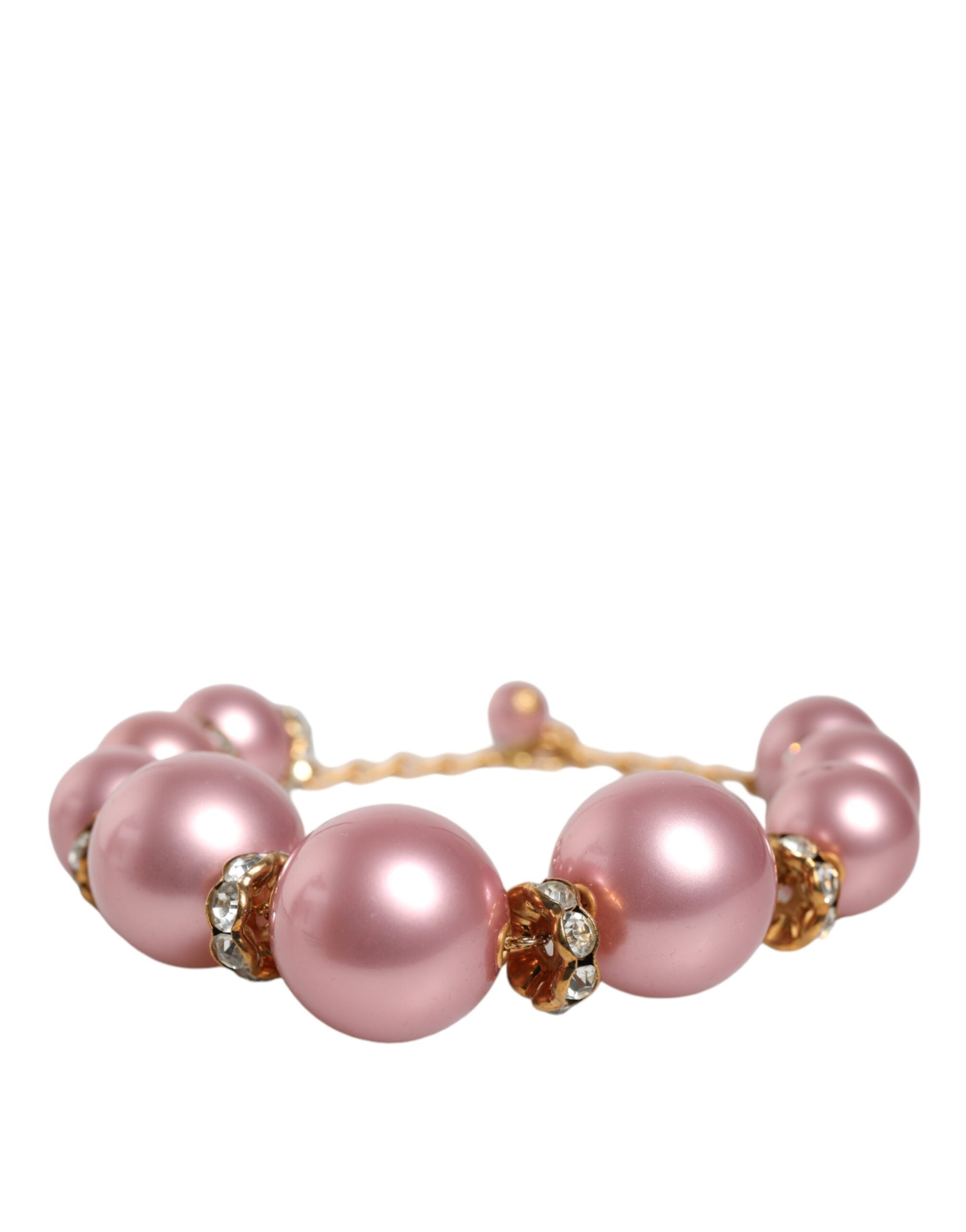 Dolce & Gabbana Pink Maxi Faux Pearl Beads Crystals Gold Chain Necklace -   -  Dolce & Gabbana.