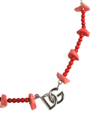 Dolce & Gabbana Silver Tone Brass Beaded Resin DG Logo Chain Necklace -   -  Dolce & Gabbana.