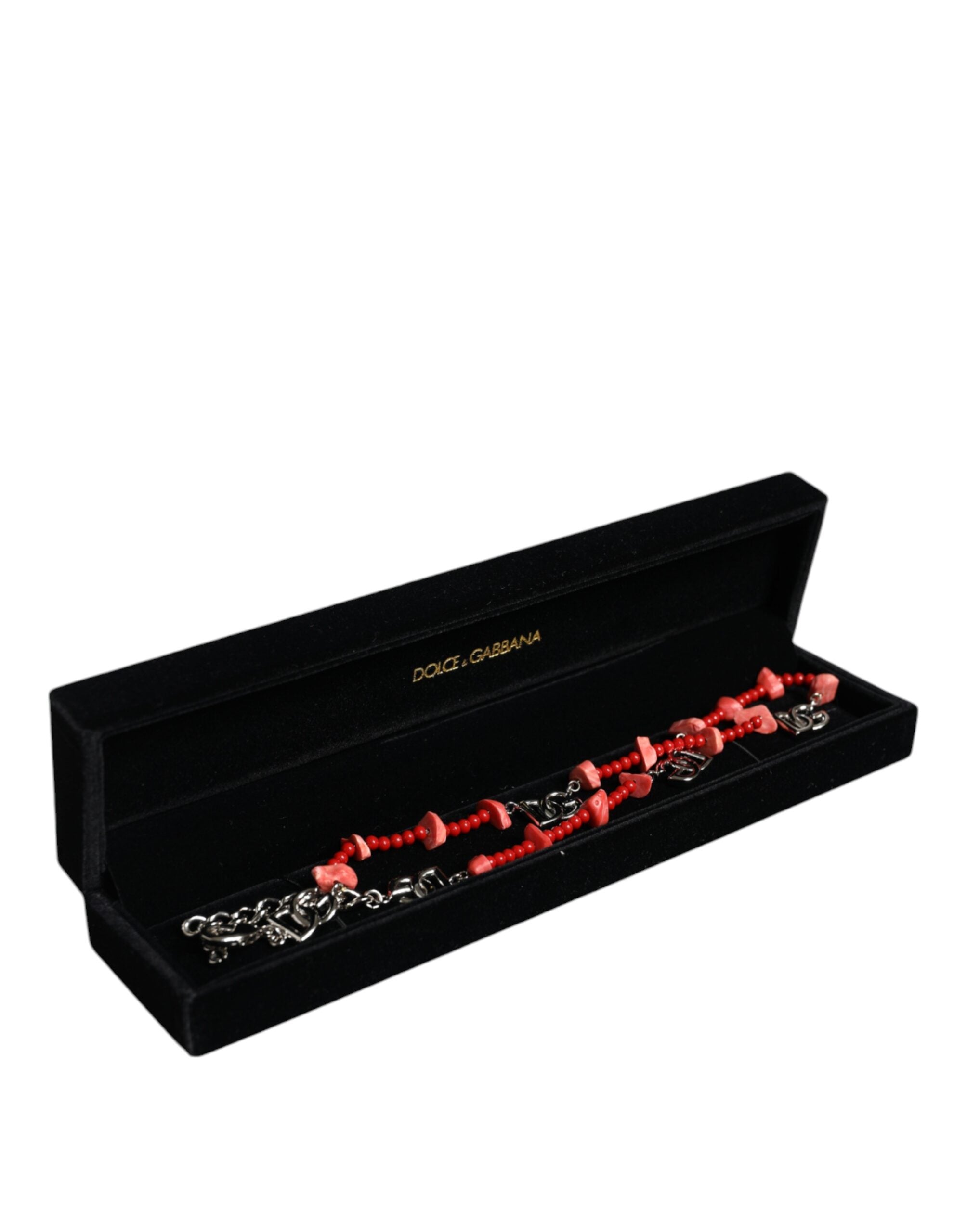 Dolce & Gabbana Silver Tone Brass Beaded Resin DG Logo Chain Necklace -   -  Dolce & Gabbana.