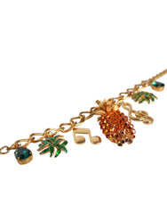Dolce & Gabbana Gold Tone Brass Chain Pineapple Crystal Musical Necklace -   -  Dolce & Gabbana.