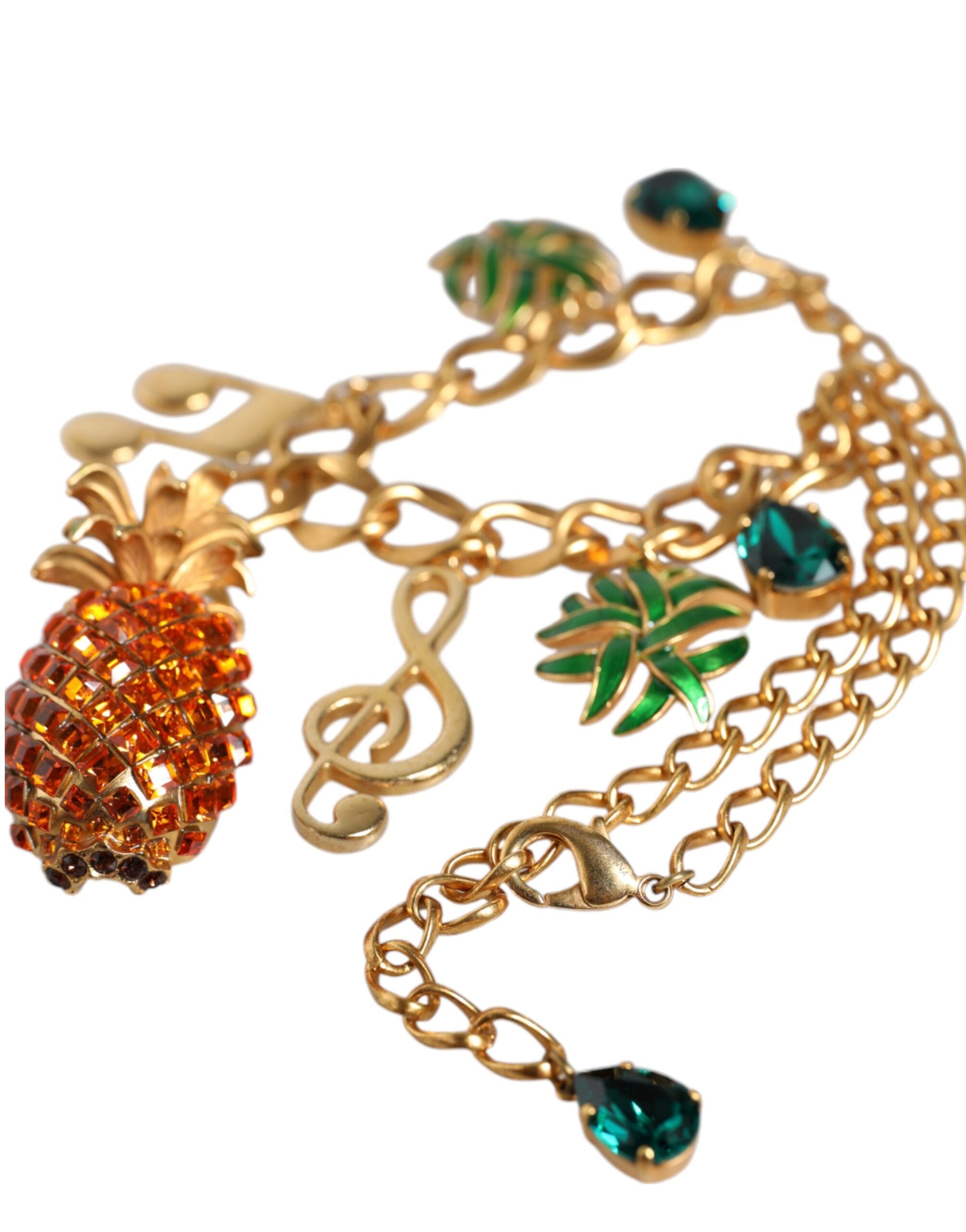 Dolce & Gabbana Gold Tone Brass Chain Pineapple Crystal Musical Necklace -   -  Dolce & Gabbana.