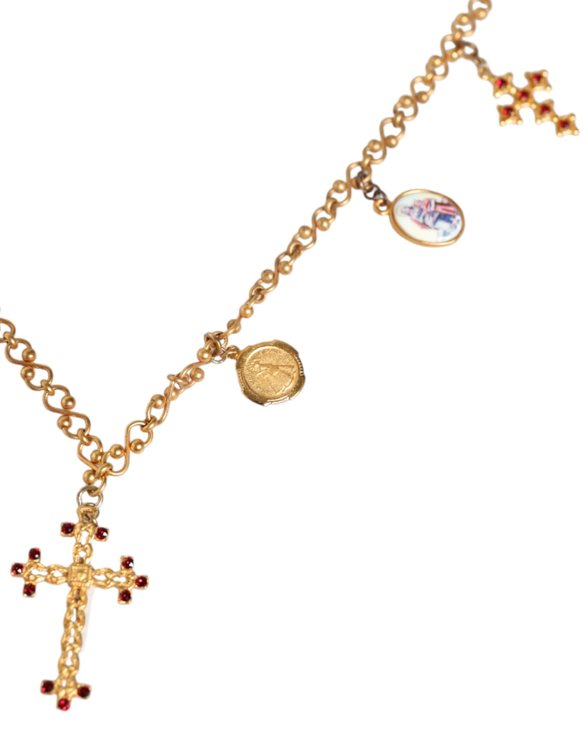 Dolce & Gabbana Gold Tone Brass Chain Religious Cross Pendant Necklace -   -  Dolce & Gabbana.