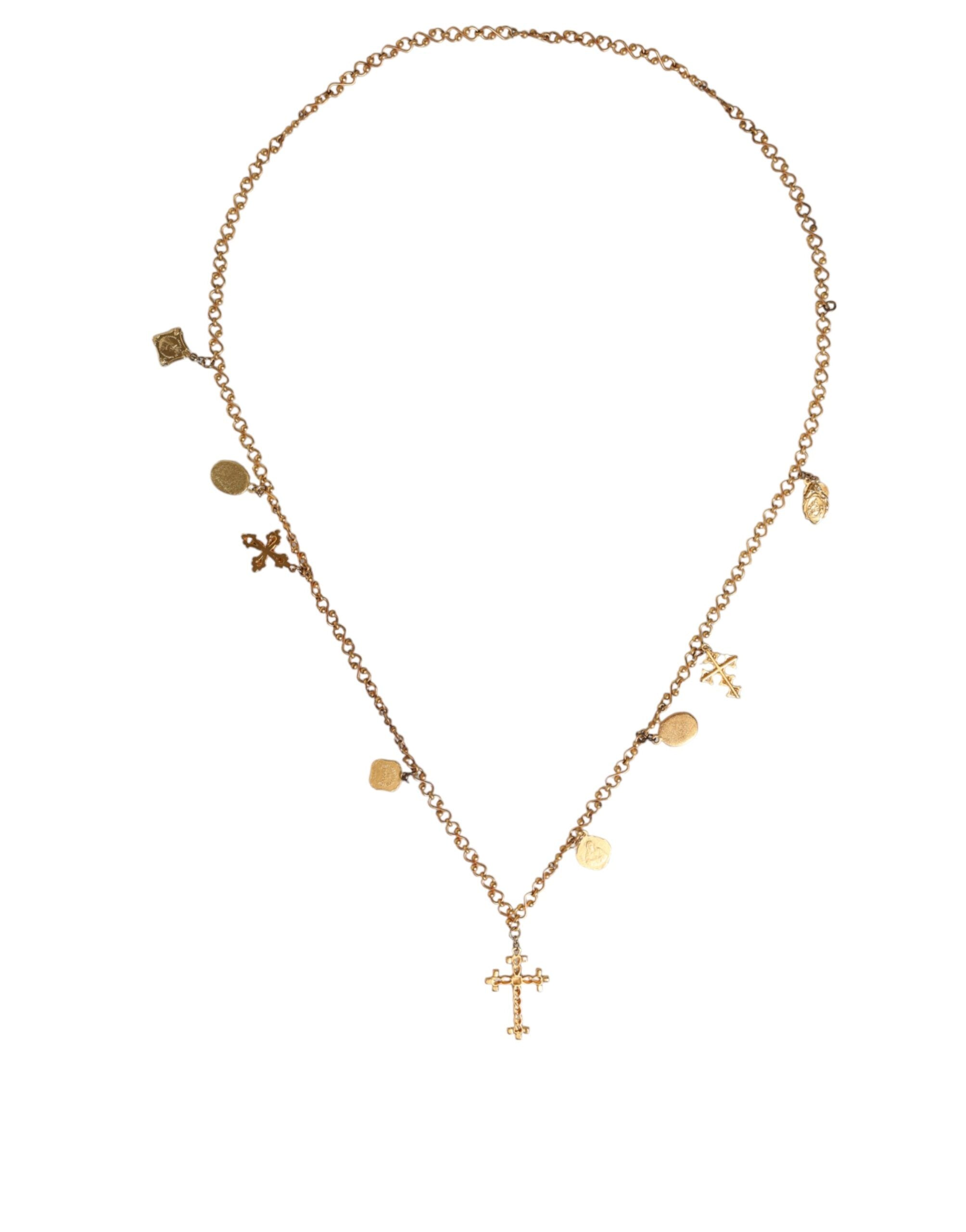 Dolce & Gabbana Gold Tone Brass Chain Religious Cross Pendant Necklace -   -  Dolce & Gabbana.