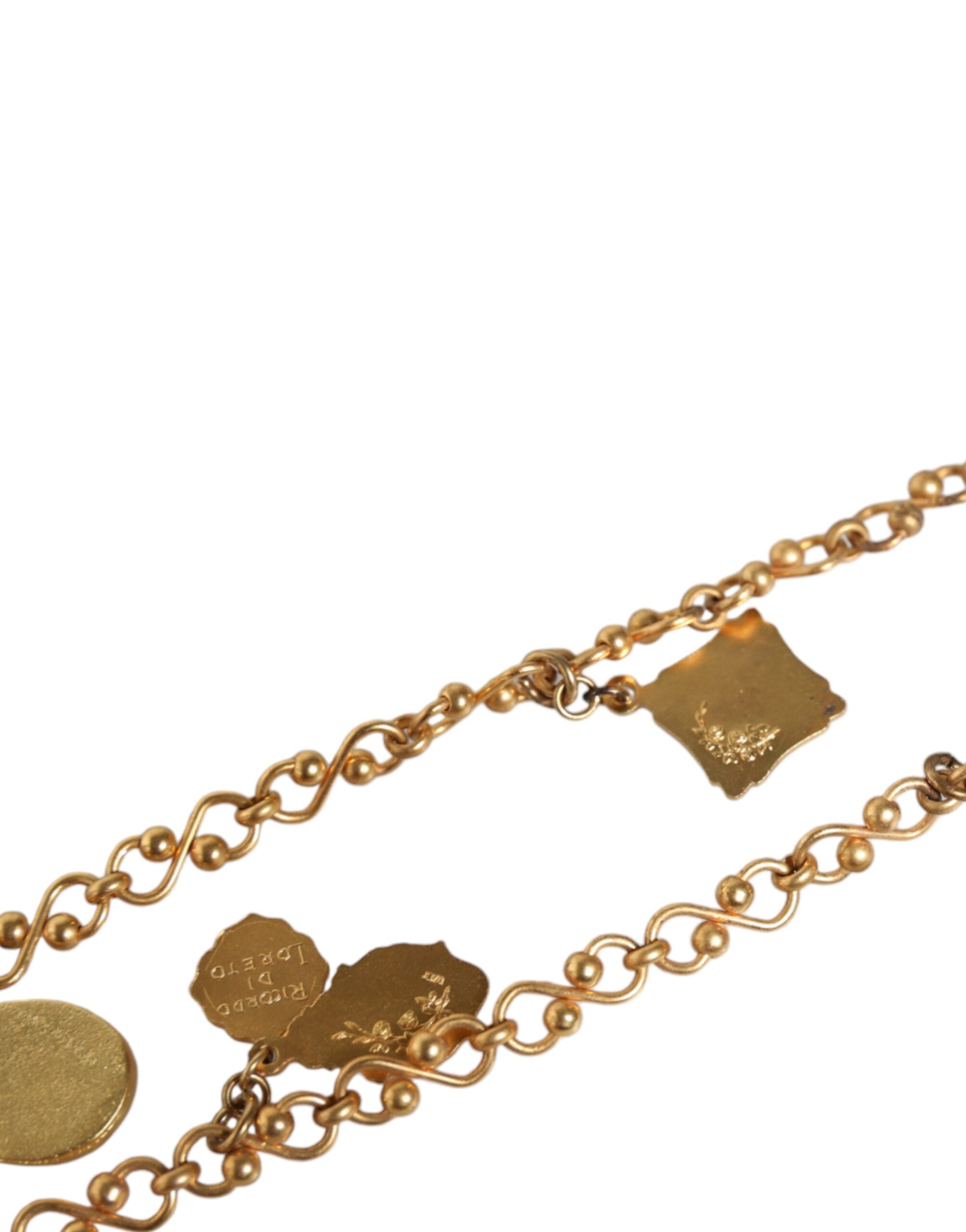 Dolce & Gabbana Gold Tone Brass Chain Religious Cross Pendant Necklace -   -  Dolce & Gabbana.