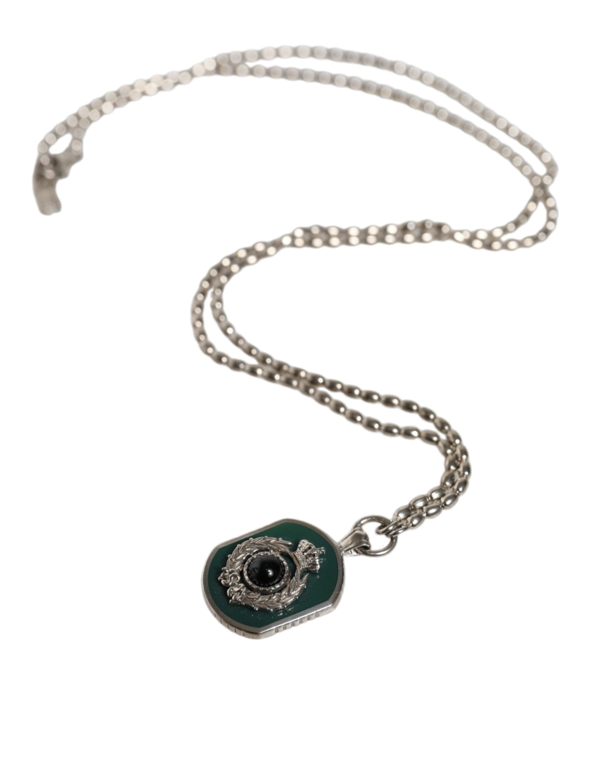 Dolce & Gabbana Sterling Silver 925 Chain Bar Gem Pendant Logo Necklace -   -  Dolce & Gabbana.