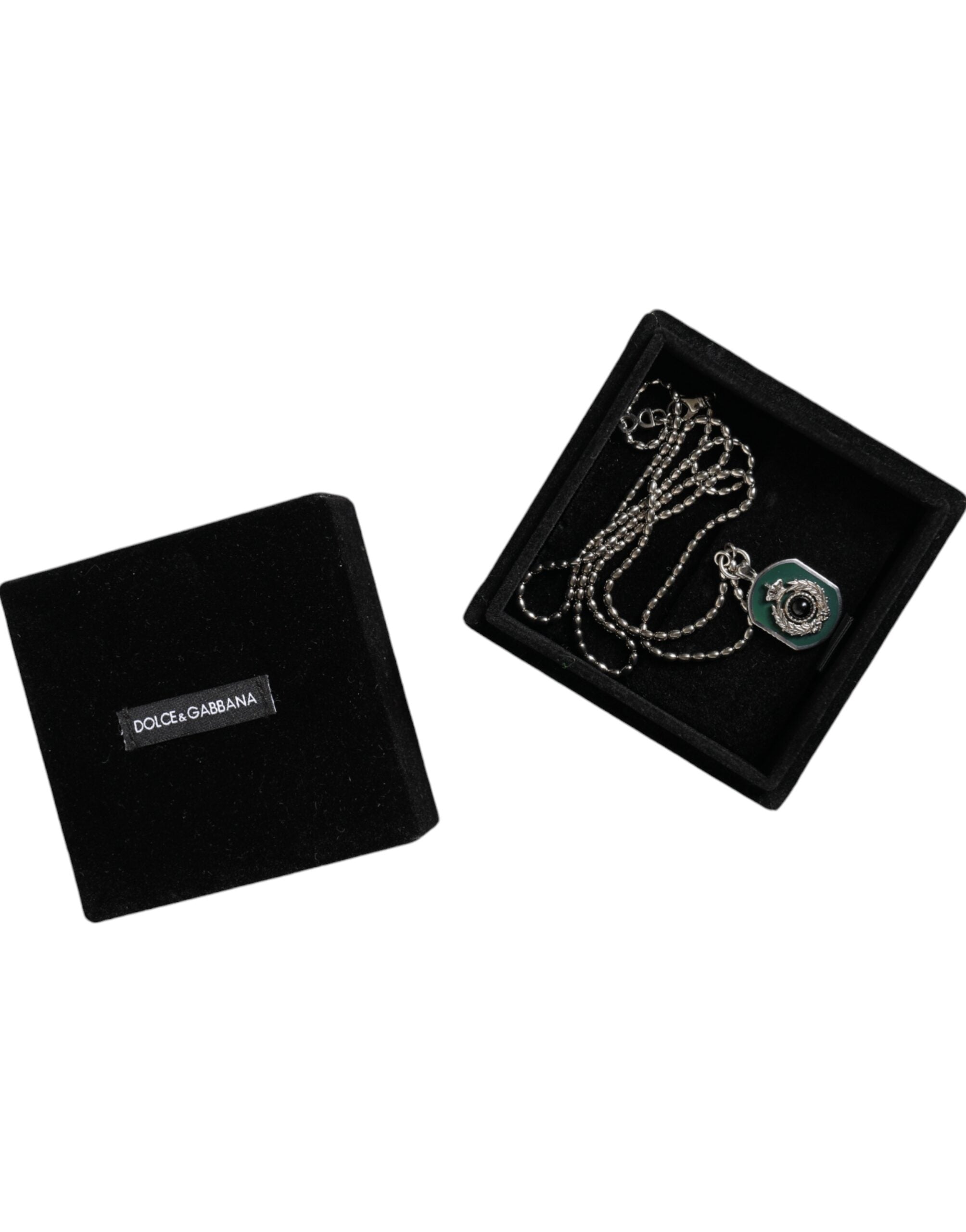 Dolce & Gabbana Sterling Silver 925 Chain Bar Gem Pendant Logo Necklace -   -  Dolce & Gabbana.