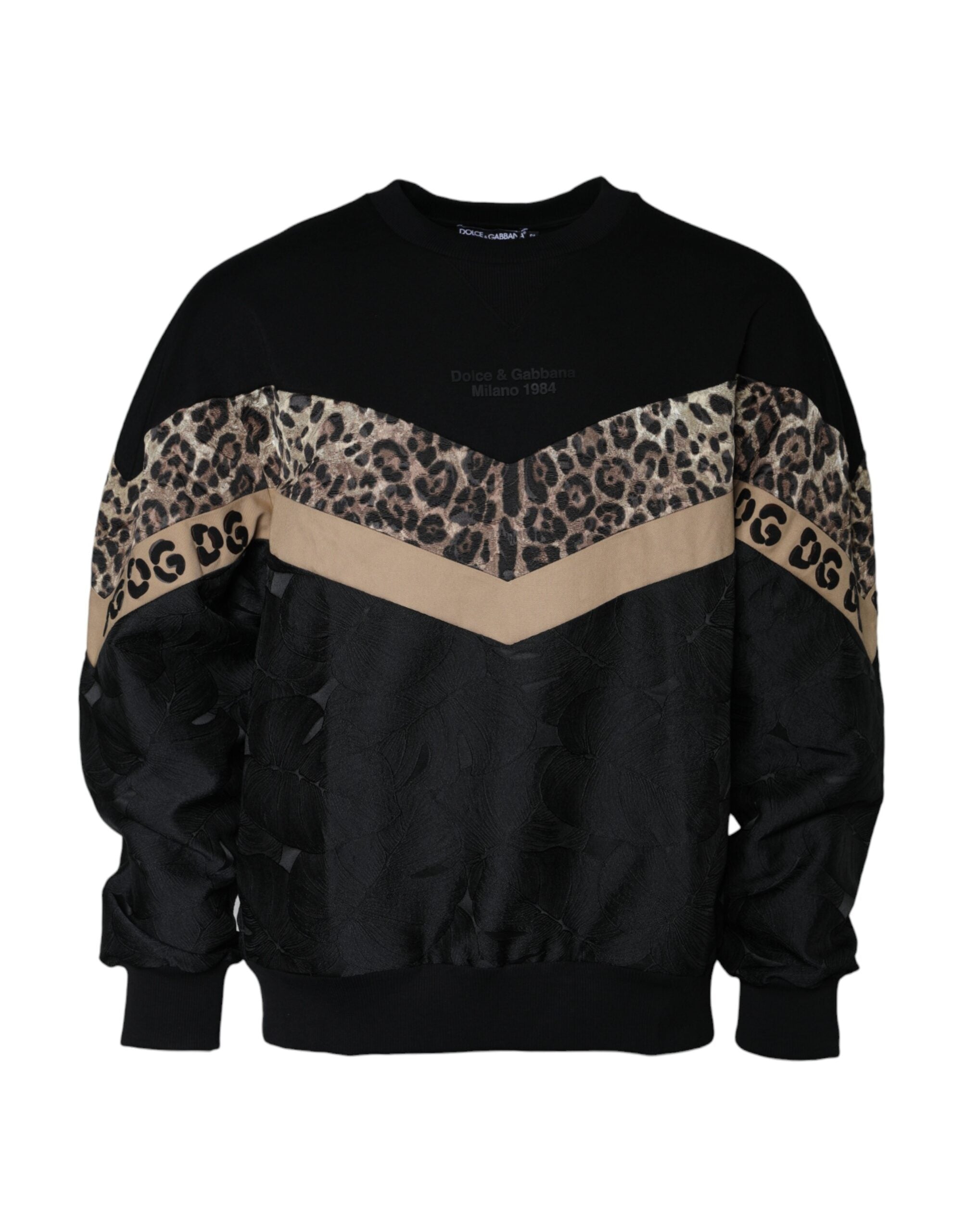 Dolce & Gabbana Black Leopard Crew Neck Sweatshirt Sweater -   -  Dolce & Gabbana.