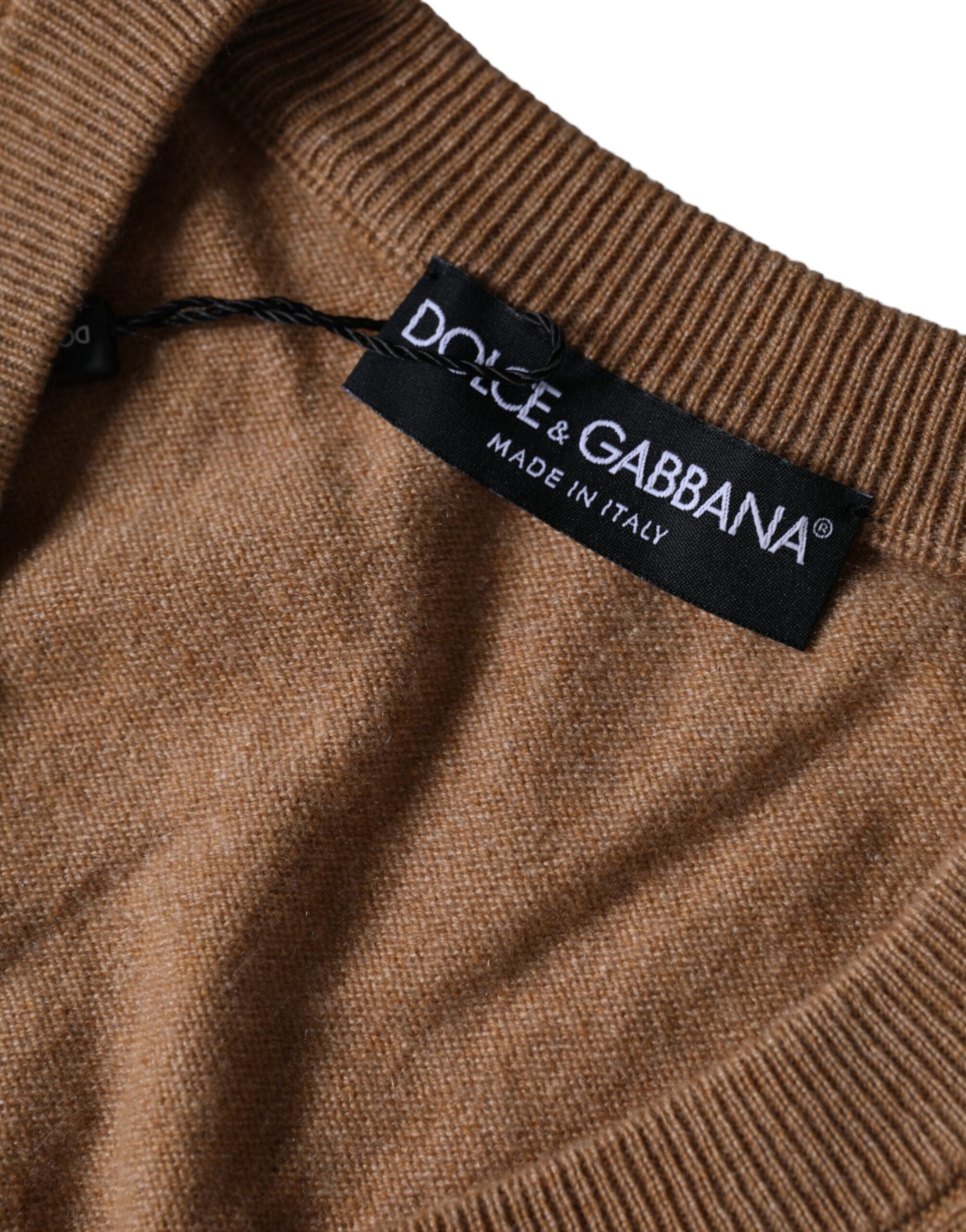 Dolce & Gabbana Brown Cashmere Knit V-neck Pullover Sweater -   -  Dolce & Gabbana.
