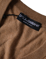 Dolce & Gabbana Brown Cashmere Knit V-neck Pullover Sweater -   -  Dolce & Gabbana.