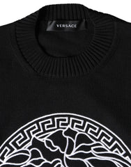 Versace Black Medusa Embroidery Crew Neck Pullover Sweater -   -  Versace.