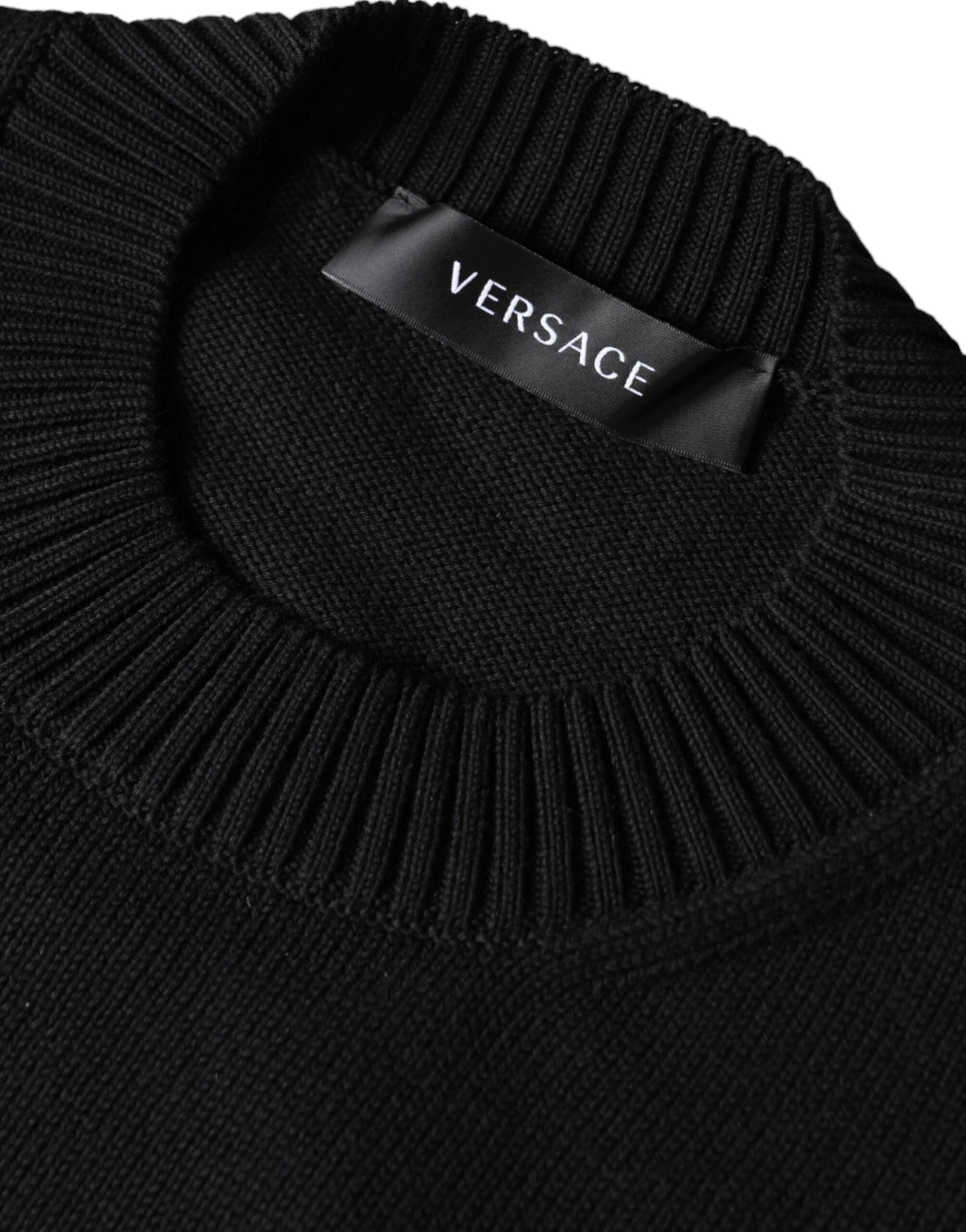 Versace Black Medusa Embroidery Crew Neck Pullover Sweater -   -  Versace.