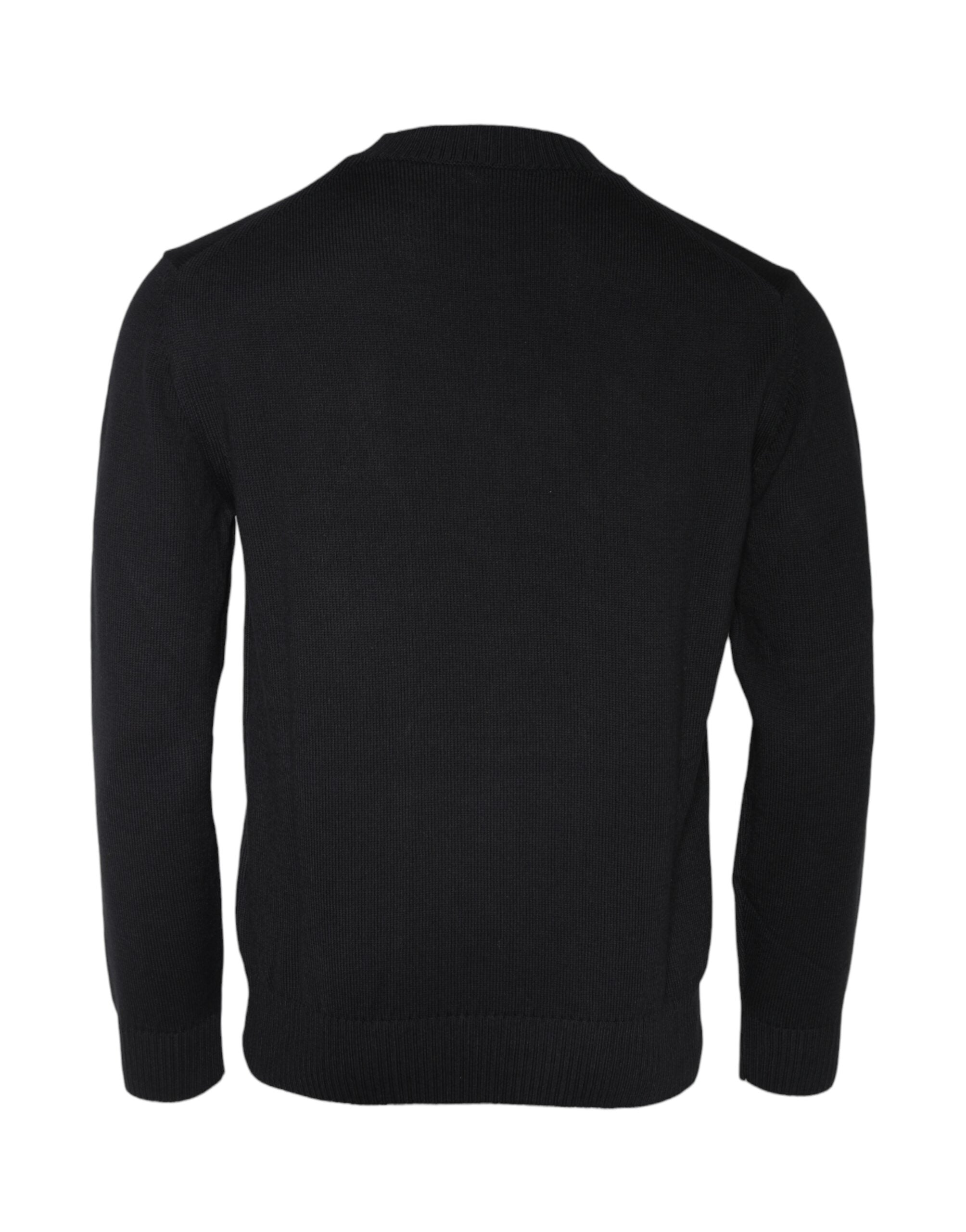 Versace Black Medusa Embroidery Crew Neck Pullover Sweater -   -  Versace.