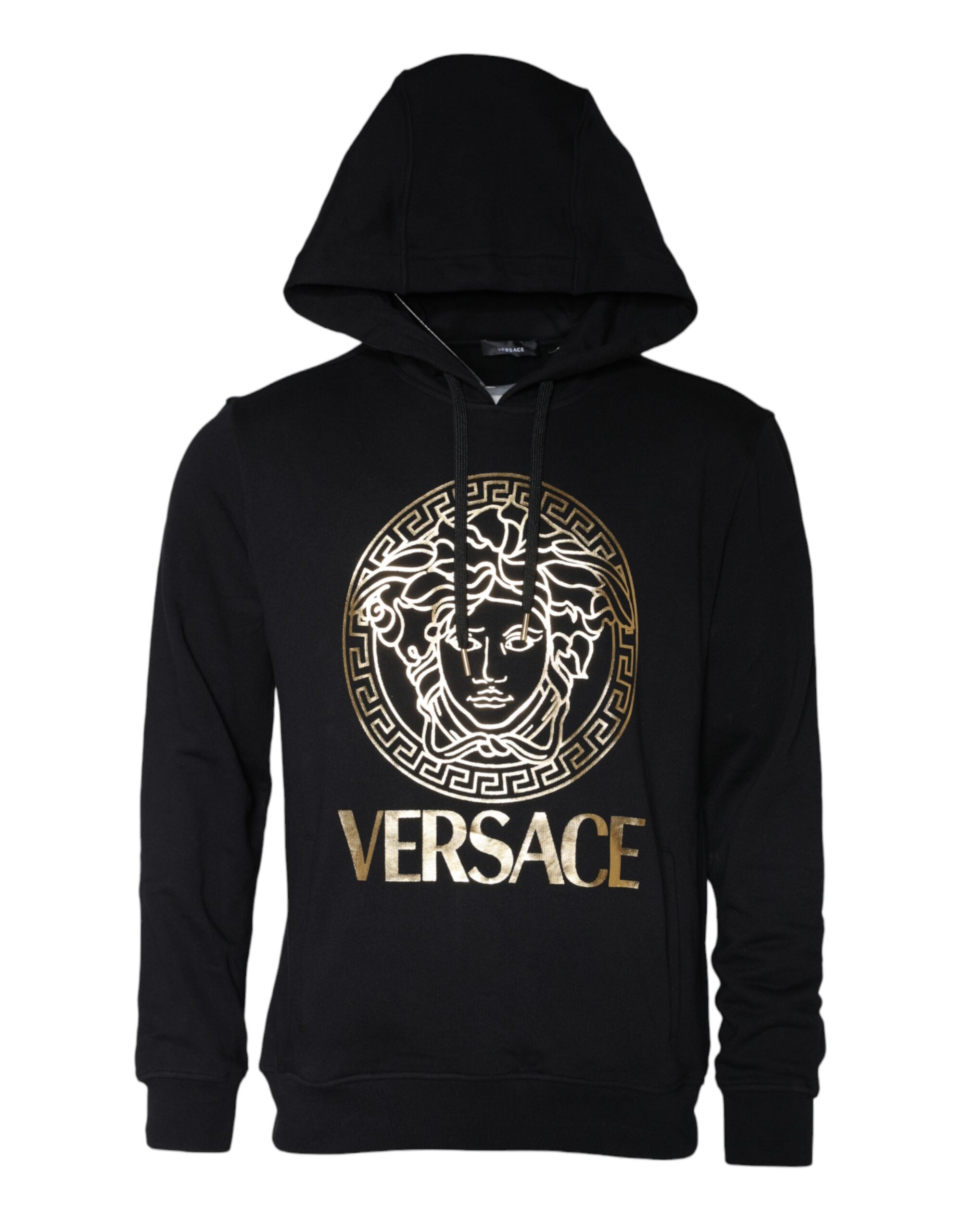 Versace Black Medusa Print Cotton HoodiePullover Sweatshirt Sweater -   -  Versace.