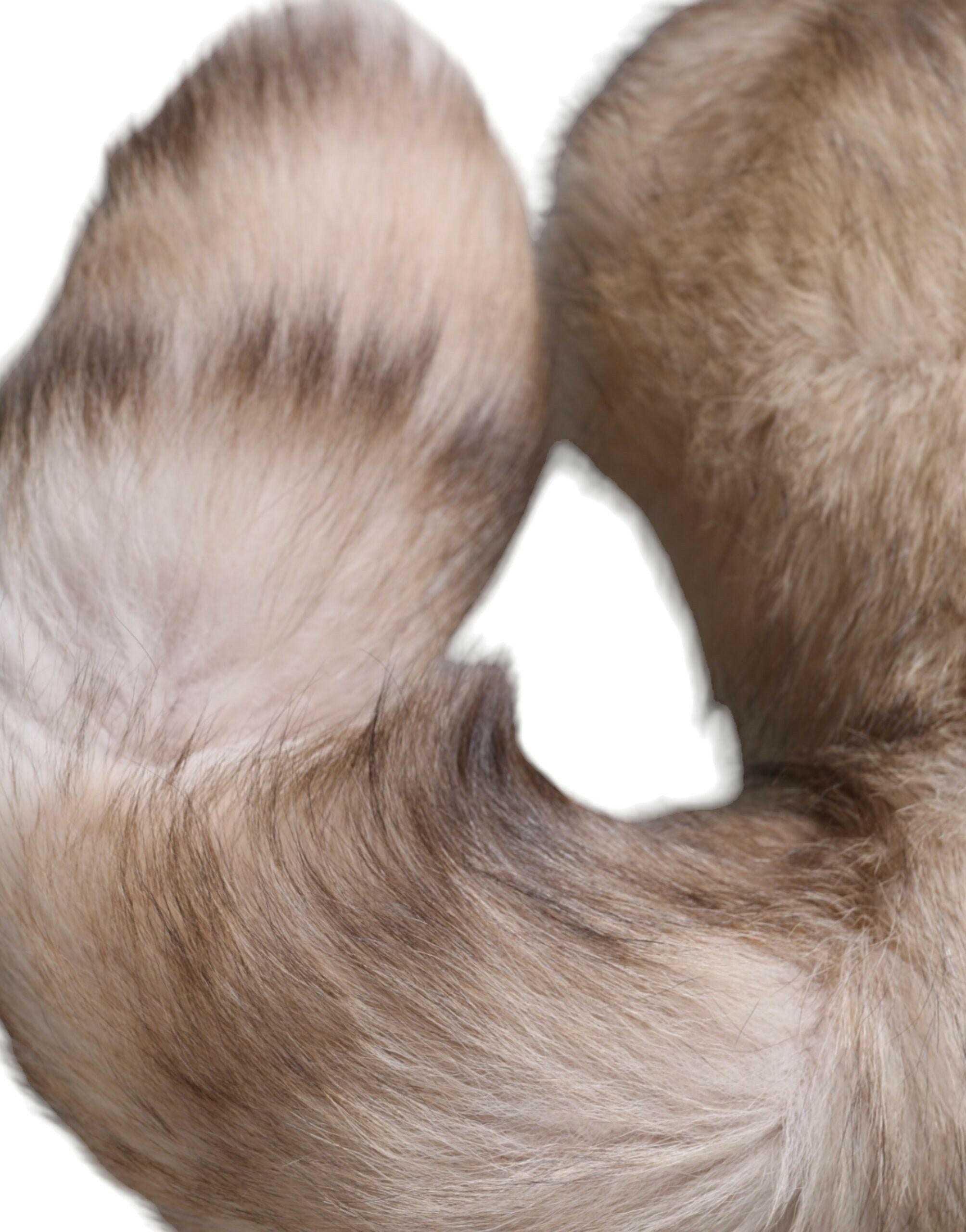 Dolce & Gabbana Brown Frost Fox Fur Neck Warmer Winter Scarf -   -  Dolce & Gabbana.