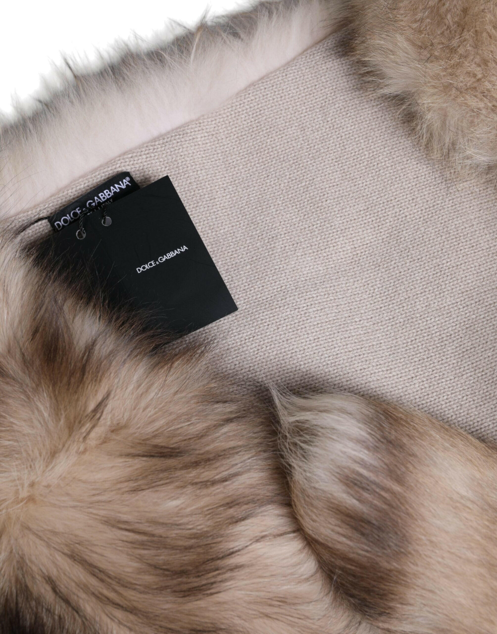 Dolce & Gabbana Brown Frost Fox Fur Neck Warmer Winter Scarf -   -  Dolce & Gabbana.