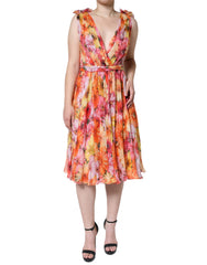 Dolce & Gabbana Multicolor Floral Sleeveless V-neck Midi Dress -   -  Dolce & Gabbana.