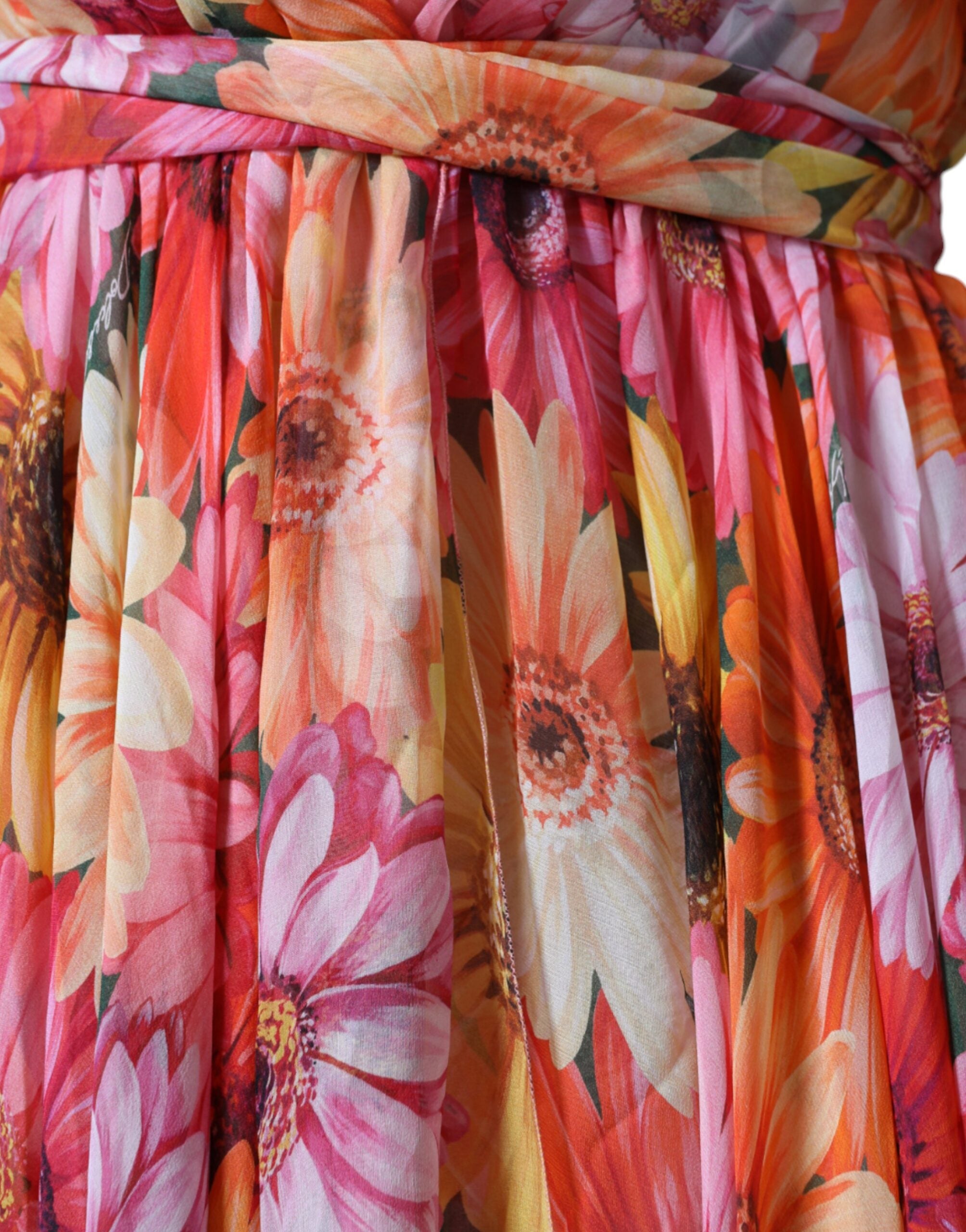Dolce & Gabbana Multicolor Floral Sleeveless V-neck Midi Dress -   -  Dolce & Gabbana.