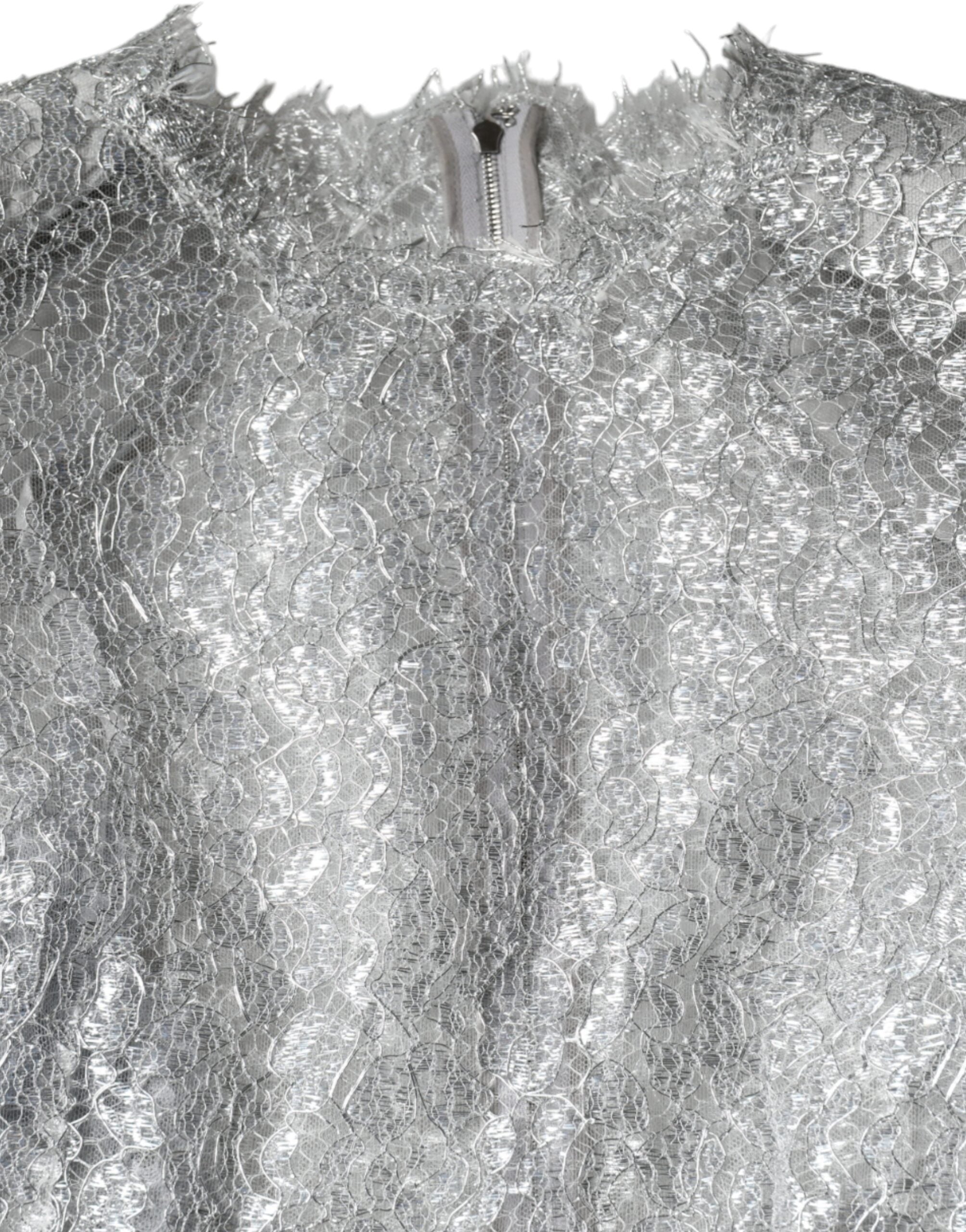 Dolce & Gabbana Silver Floral Lace Bodycon Sheath Midi Dress -   -  Dolce & Gabbana.