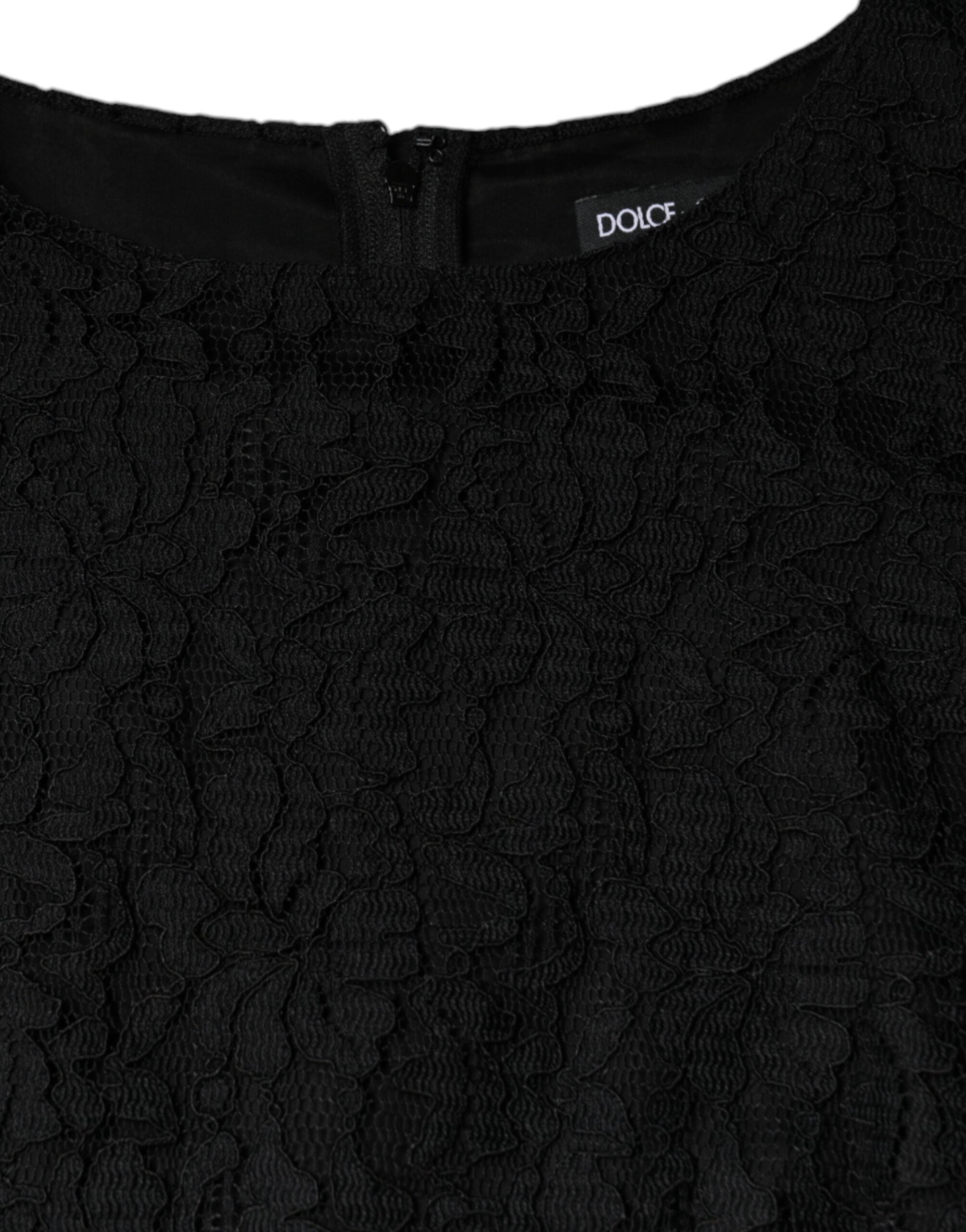 Dolce & Gabbana Black Floral Lace Sheath Sleeveless Mini Dress -   -  Dolce & Gabbana.
