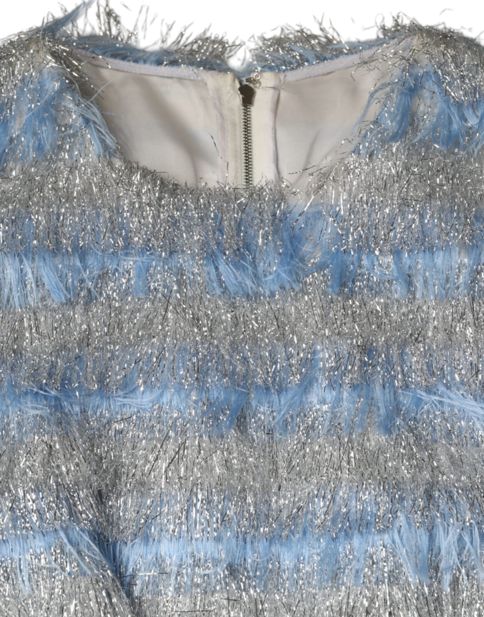 Dolce & Gabbana Light Blue Silver Jacquard A-line Midi Dress -   -  Dolce & Gabbana.