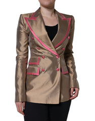 Dolce & Gabbana Metallic Brown Double Breasted Blazer Jacket -   -  Dolce & Gabbana.