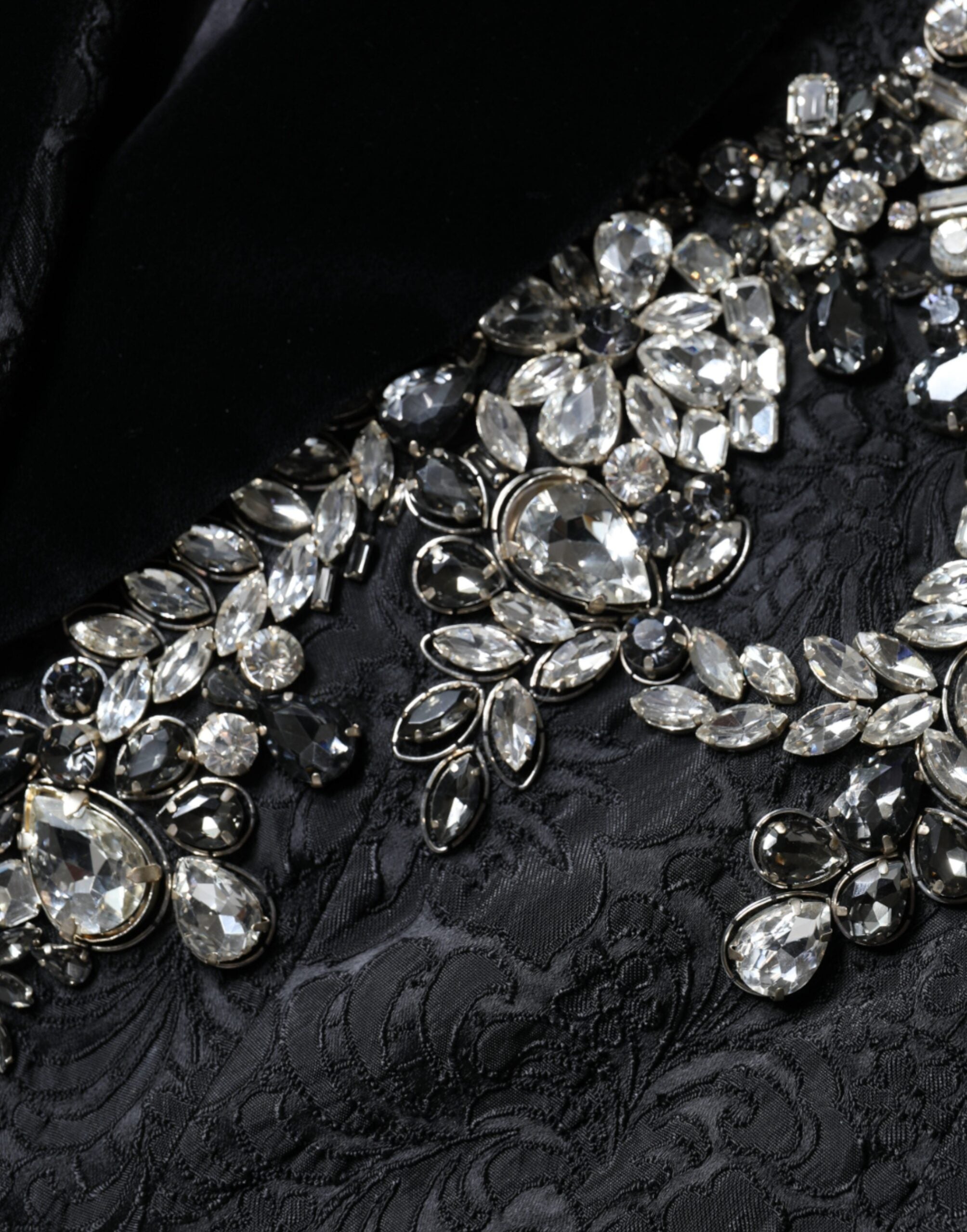 Dolce & Gabbana Black Jacquard Crystal Floral Jacket Blazer -   -  Dolce & Gabbana.