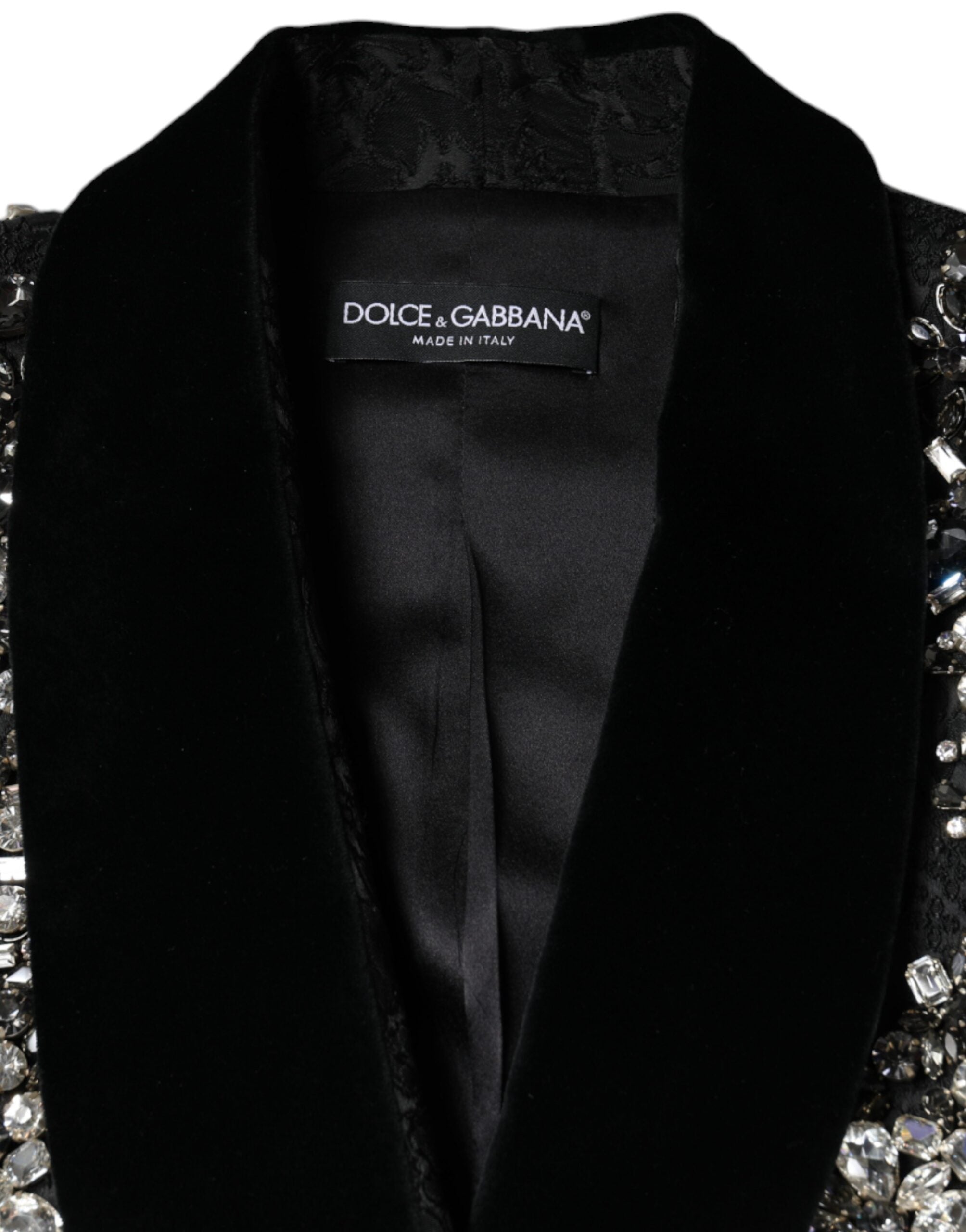 Dolce & Gabbana Black Jacquard Crystal Floral Jacket Blazer -   -  Dolce & Gabbana.